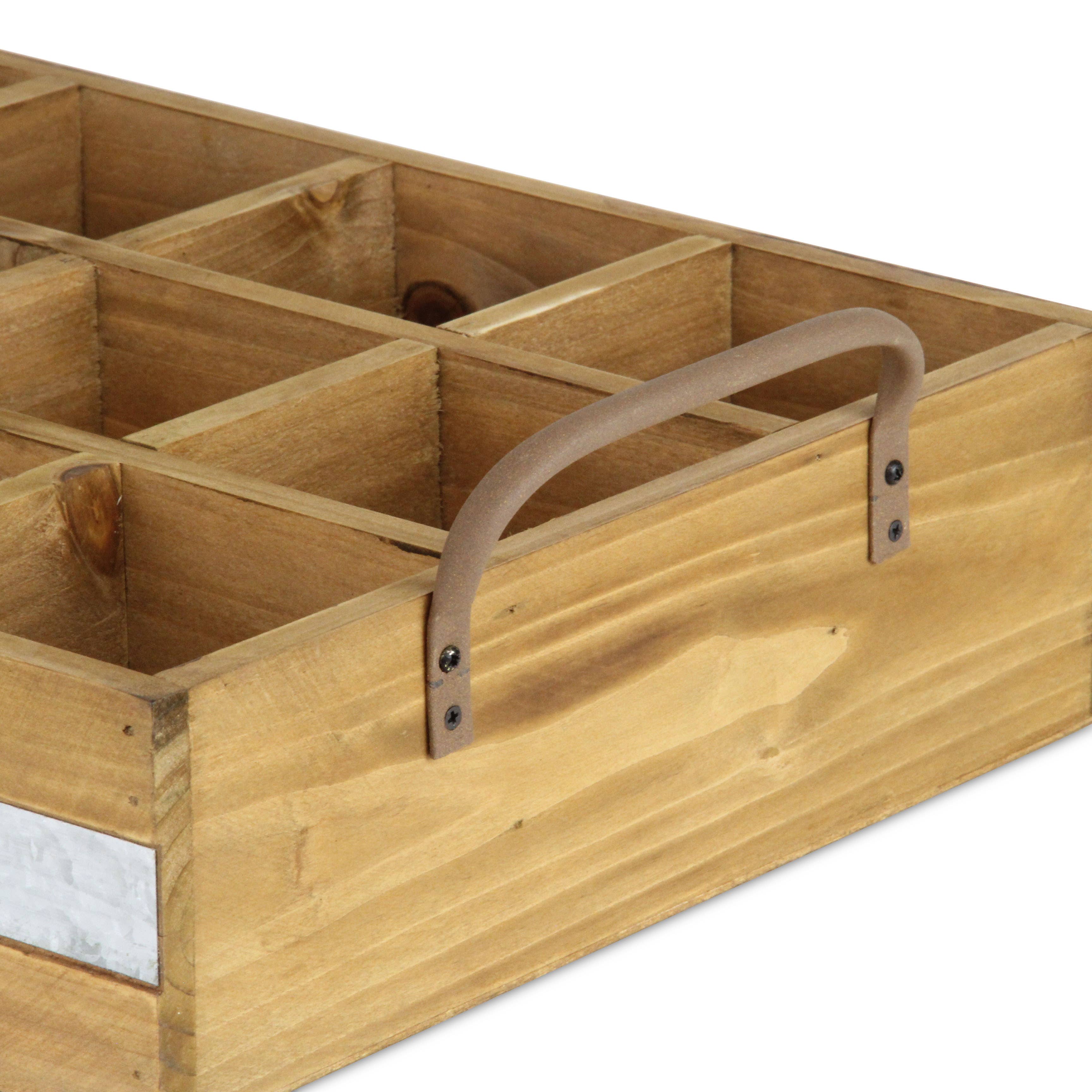 Obero 12 slot rectangular wood caddy side view