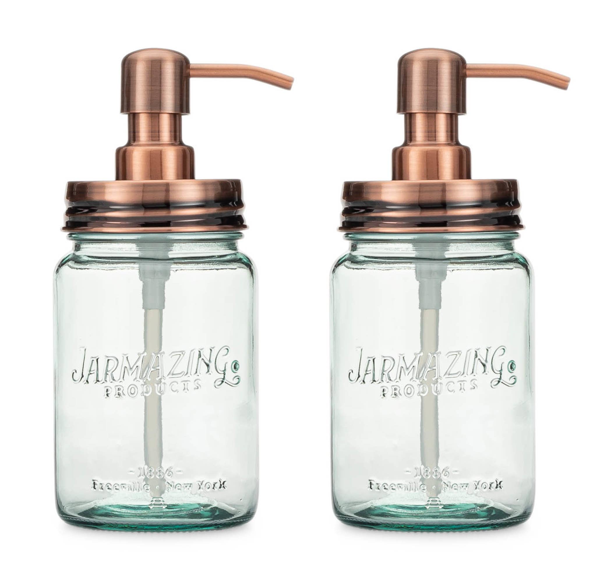 Blue Glass Mason Jar Soap and Lotion Dispenser - 2 Pack