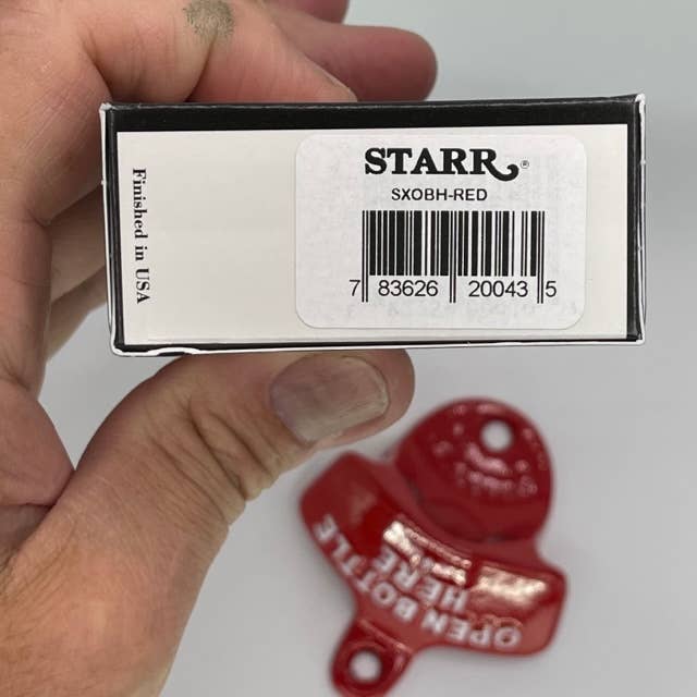 Red Open Bottle Here STARR "X" Wall Mount Bottle Opener