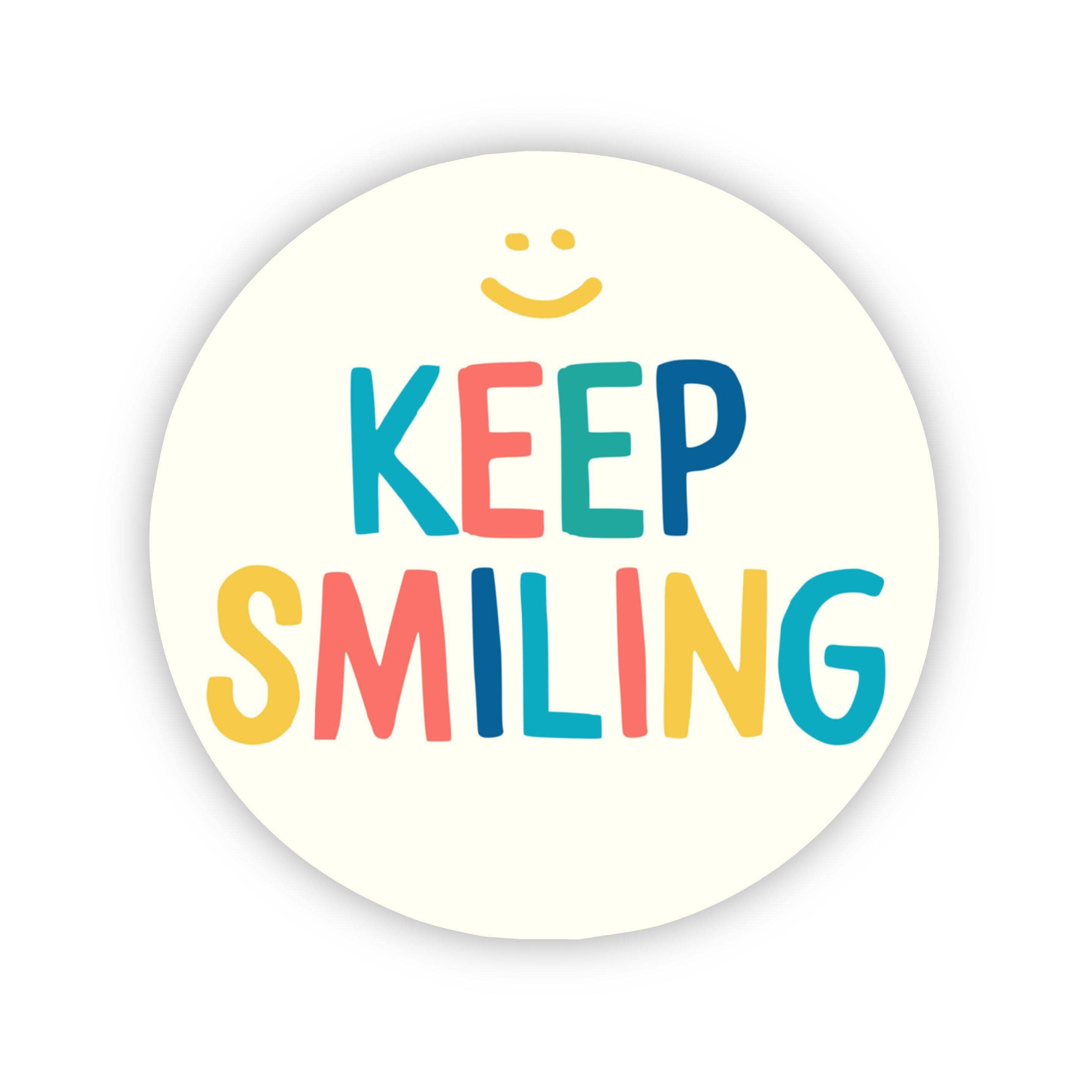 Keep Smiling happy face sticker with retro design
