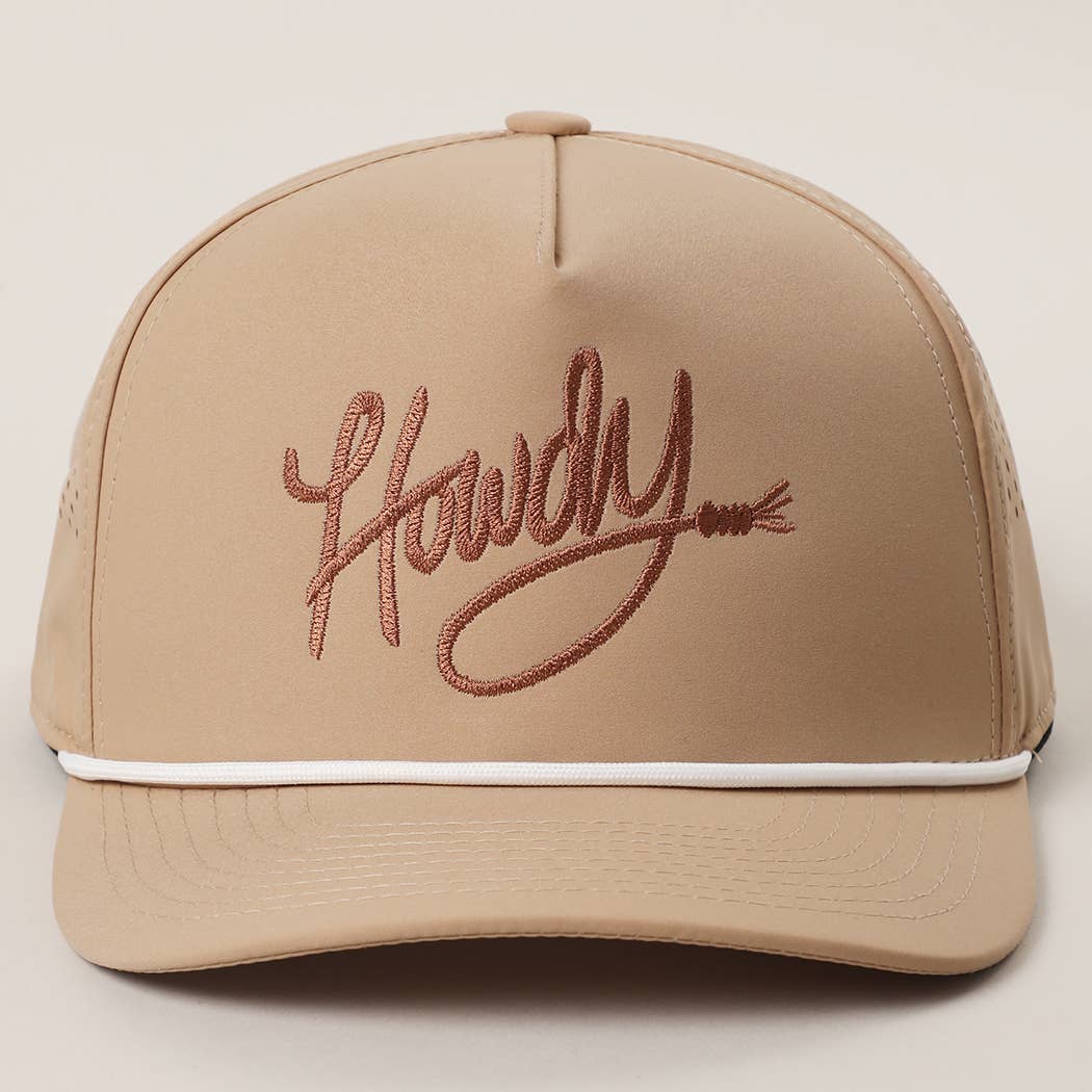 Howdy embroidered premium rope strap trucker hat color option