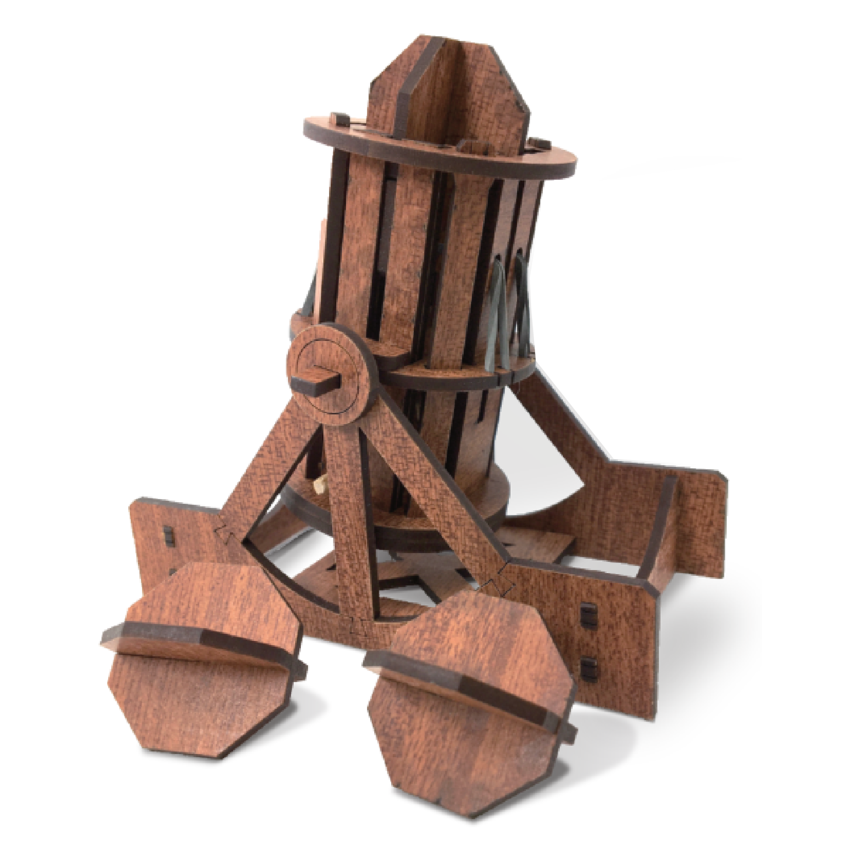 Mini Cannon wooden engineering model kit assembled view