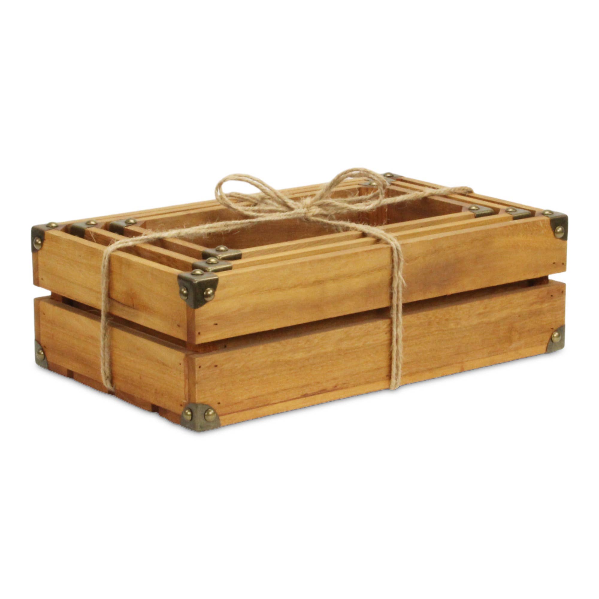Rustic Farmstead Studded Rectangular Wood Crate Set