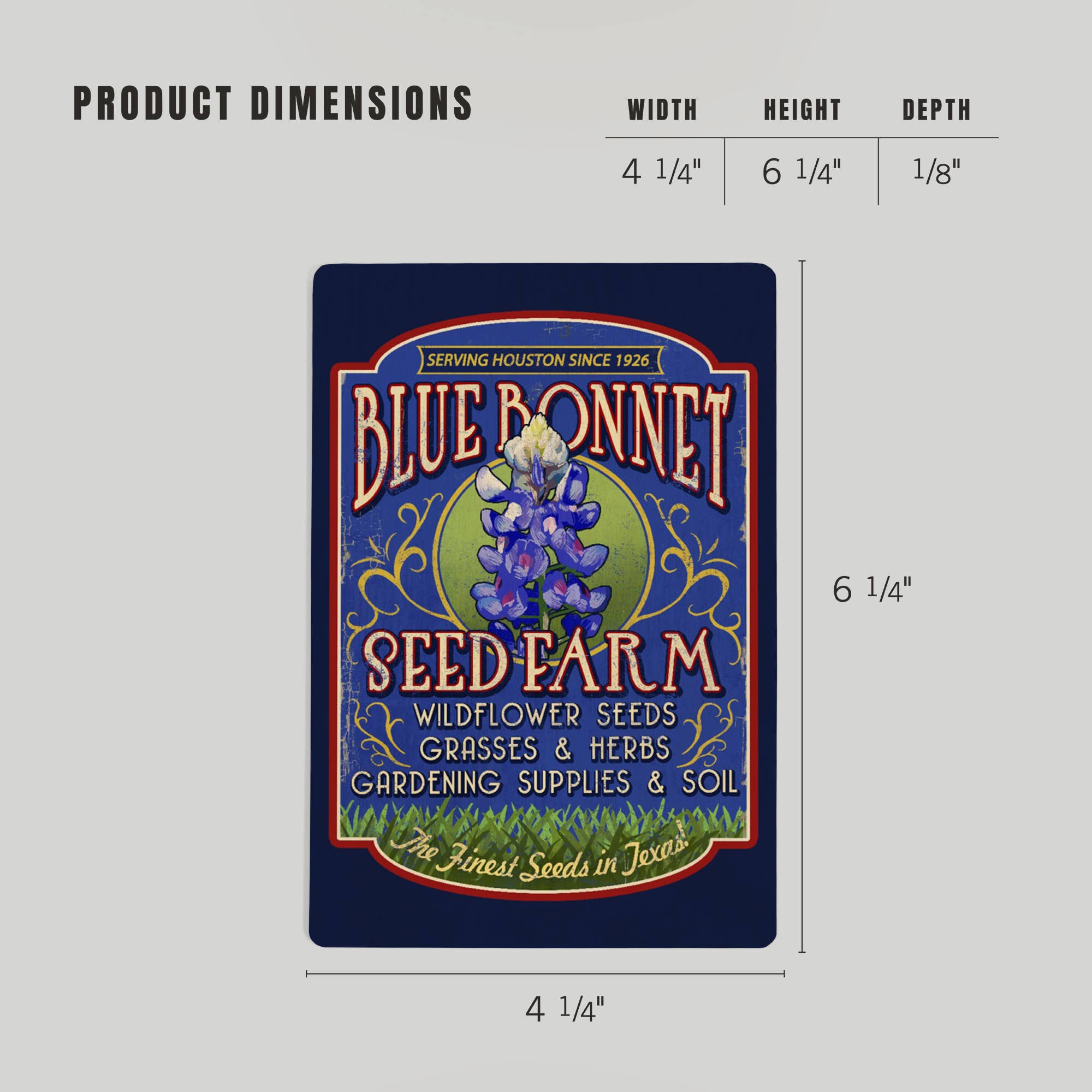 WOOD POSTCARD Texas, Blue Bonnet Farm Vintage Sign