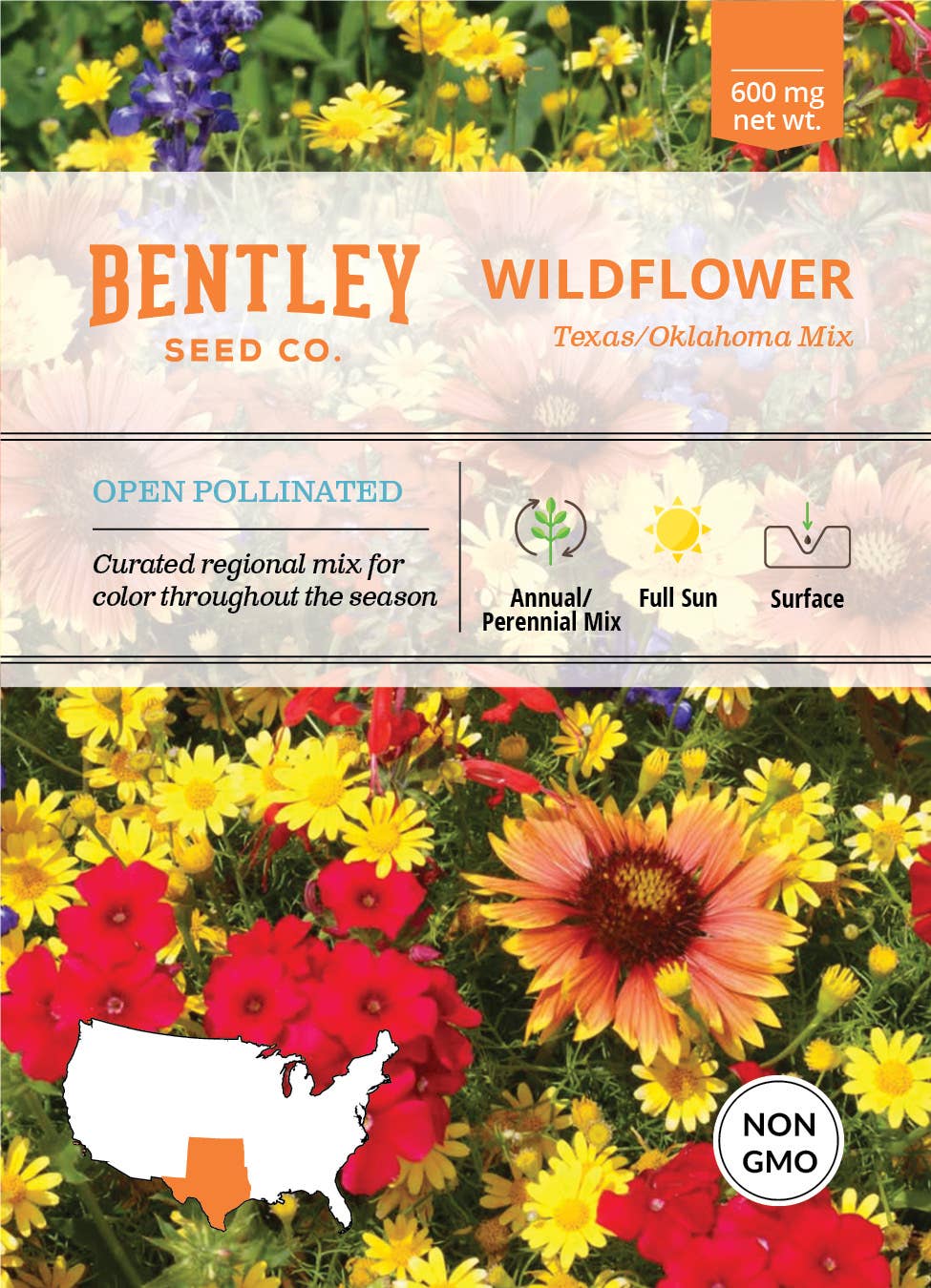 Texas Oklahoma wildflower mix seed packet