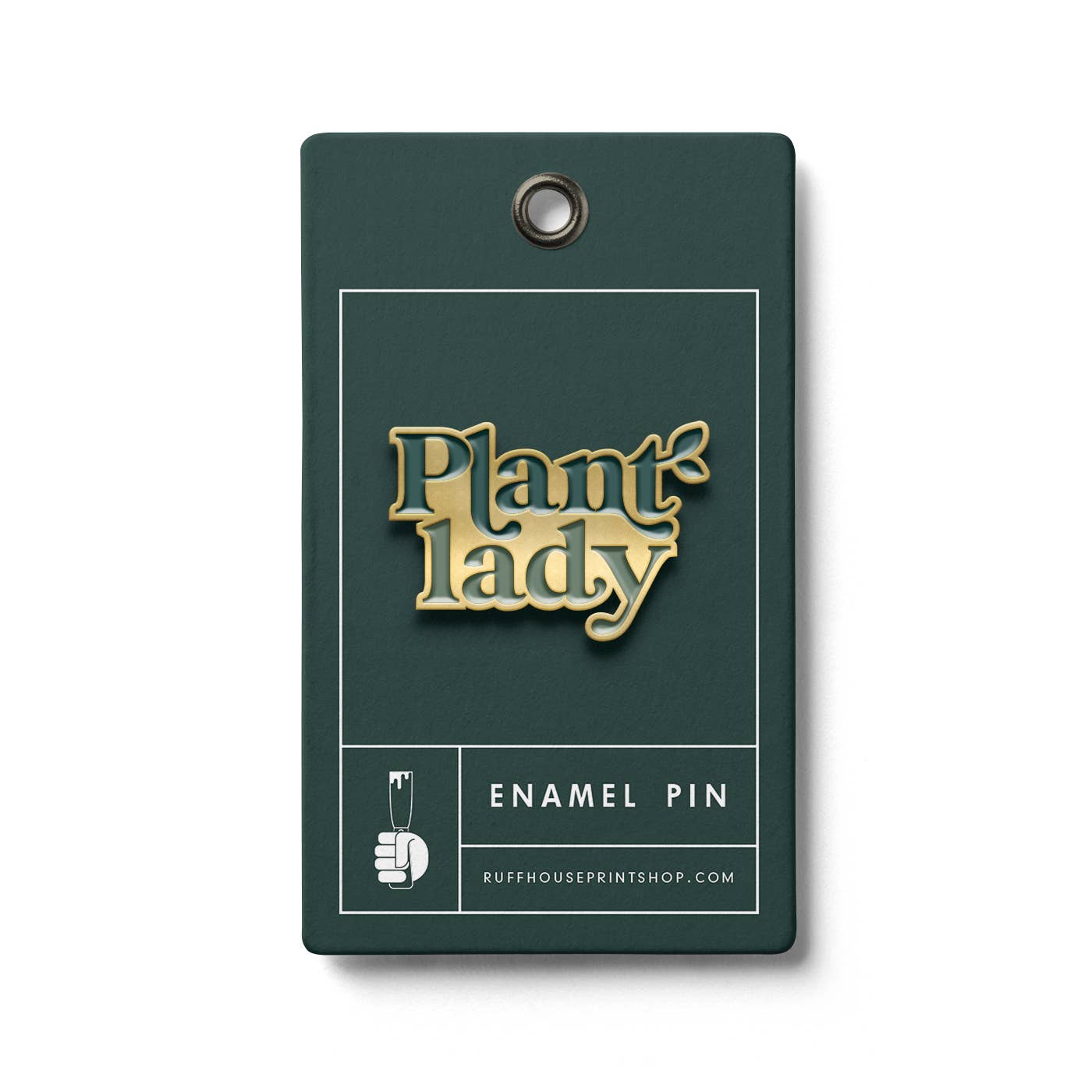 Plant Lady Enamel Pin with potted plant design