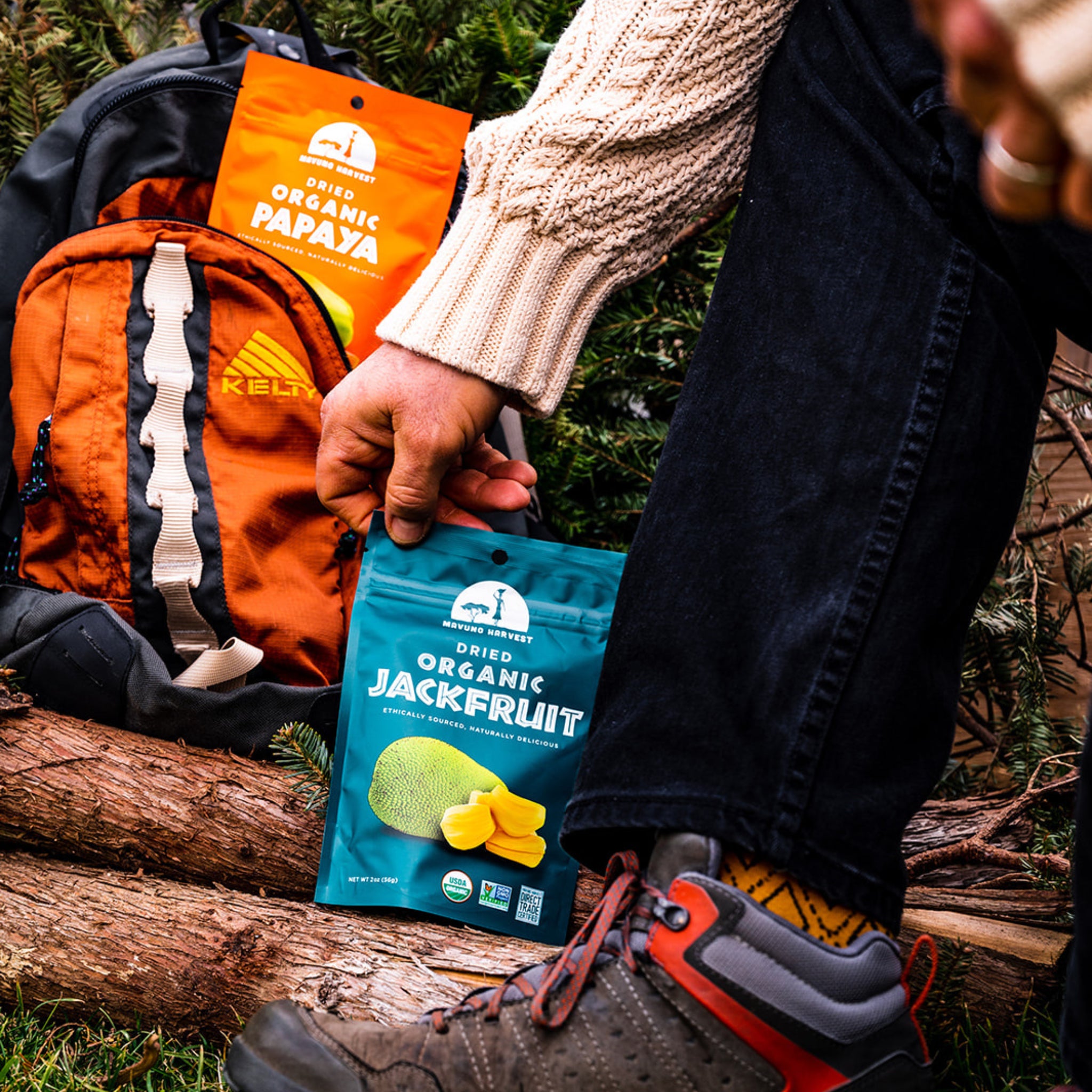 Organic dried jackfruit packaging detail