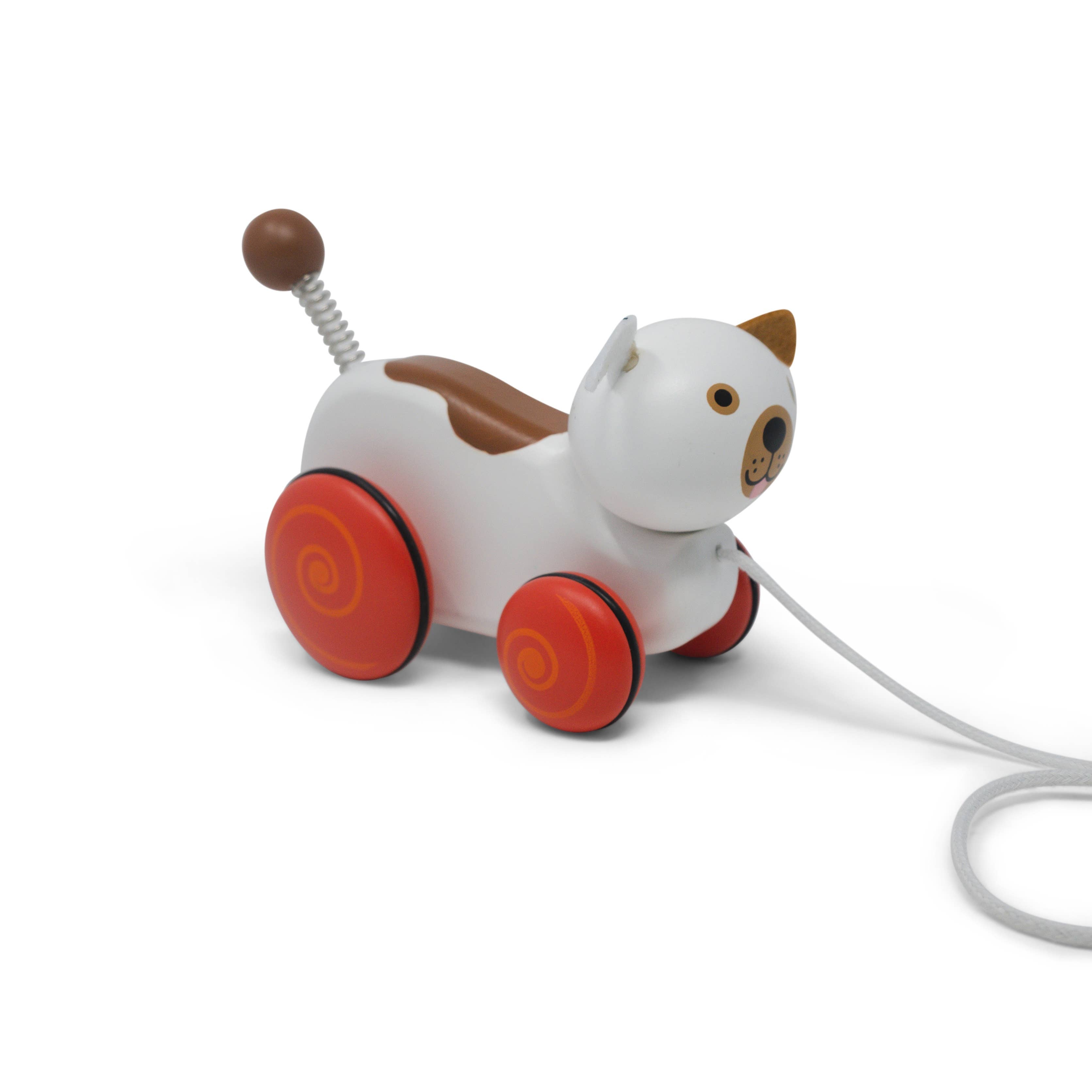 Wiggles the Dog Pull Toy side view with pull string
