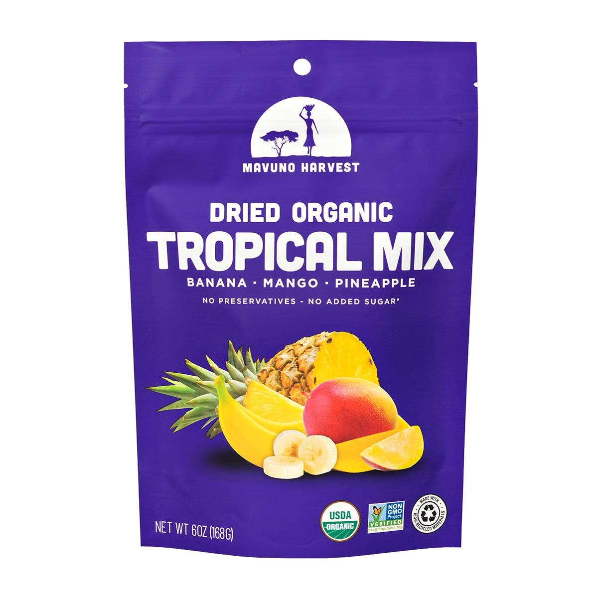 Organic Dried Tropical Mix (Mango, Banana, Pineapple), 6-pack case
