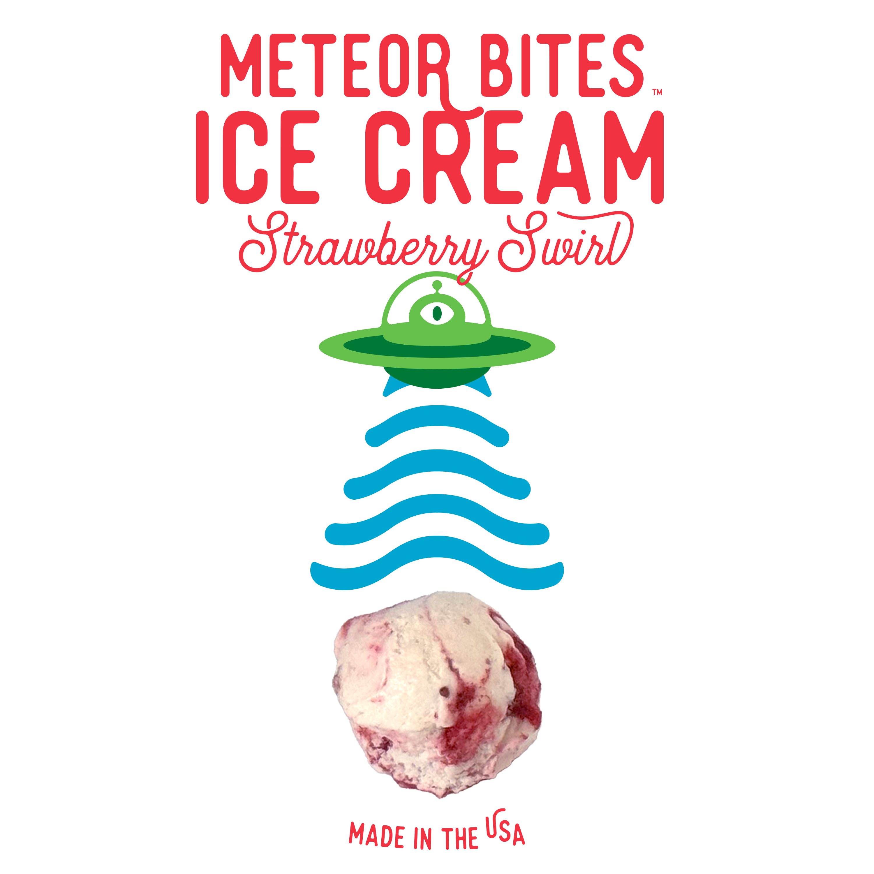 Meteor Bites Strawberry Swirl freeze dried ice cream front