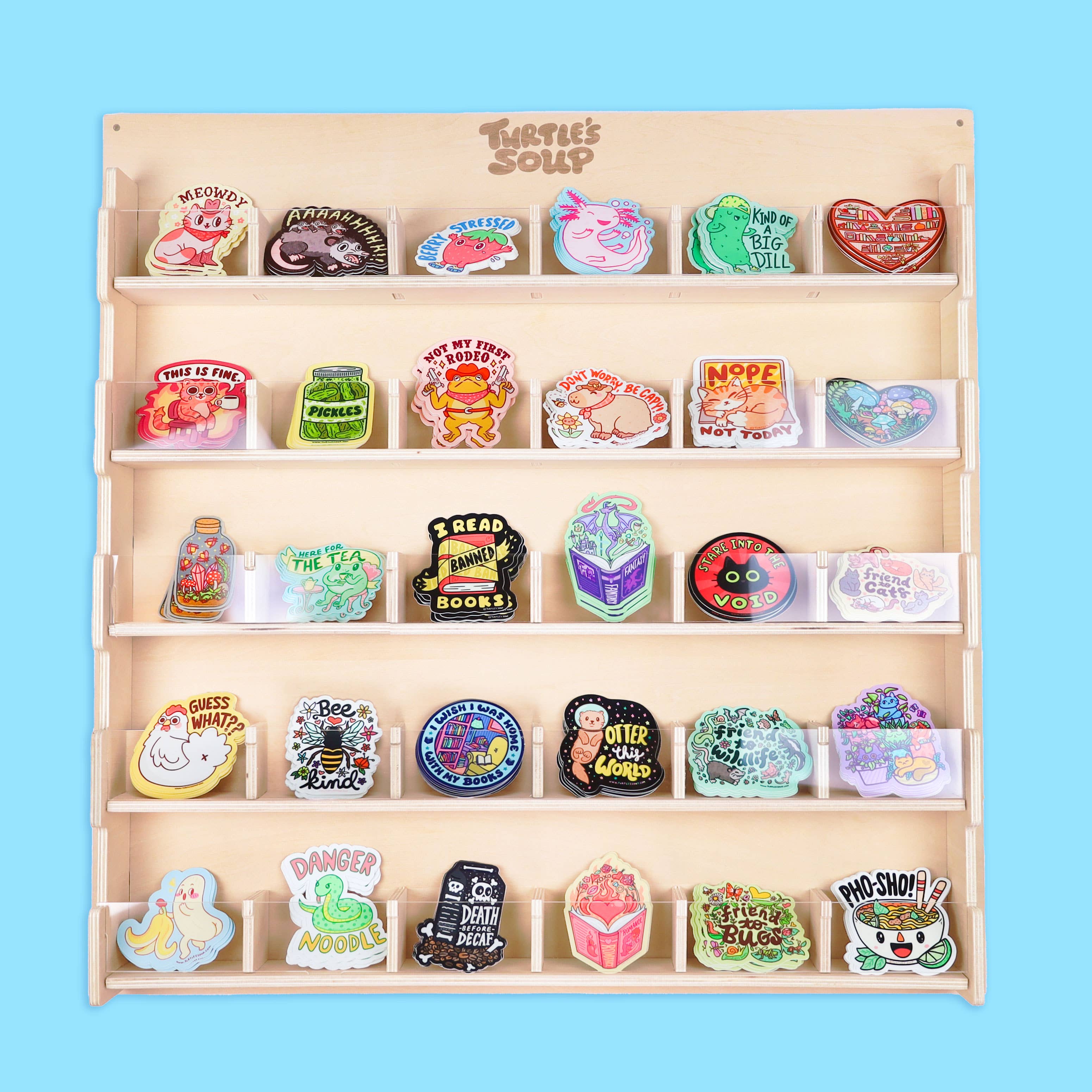 30 Pocket Wood Vinyl Sticker Wall Display (READ DESCRIPTION)