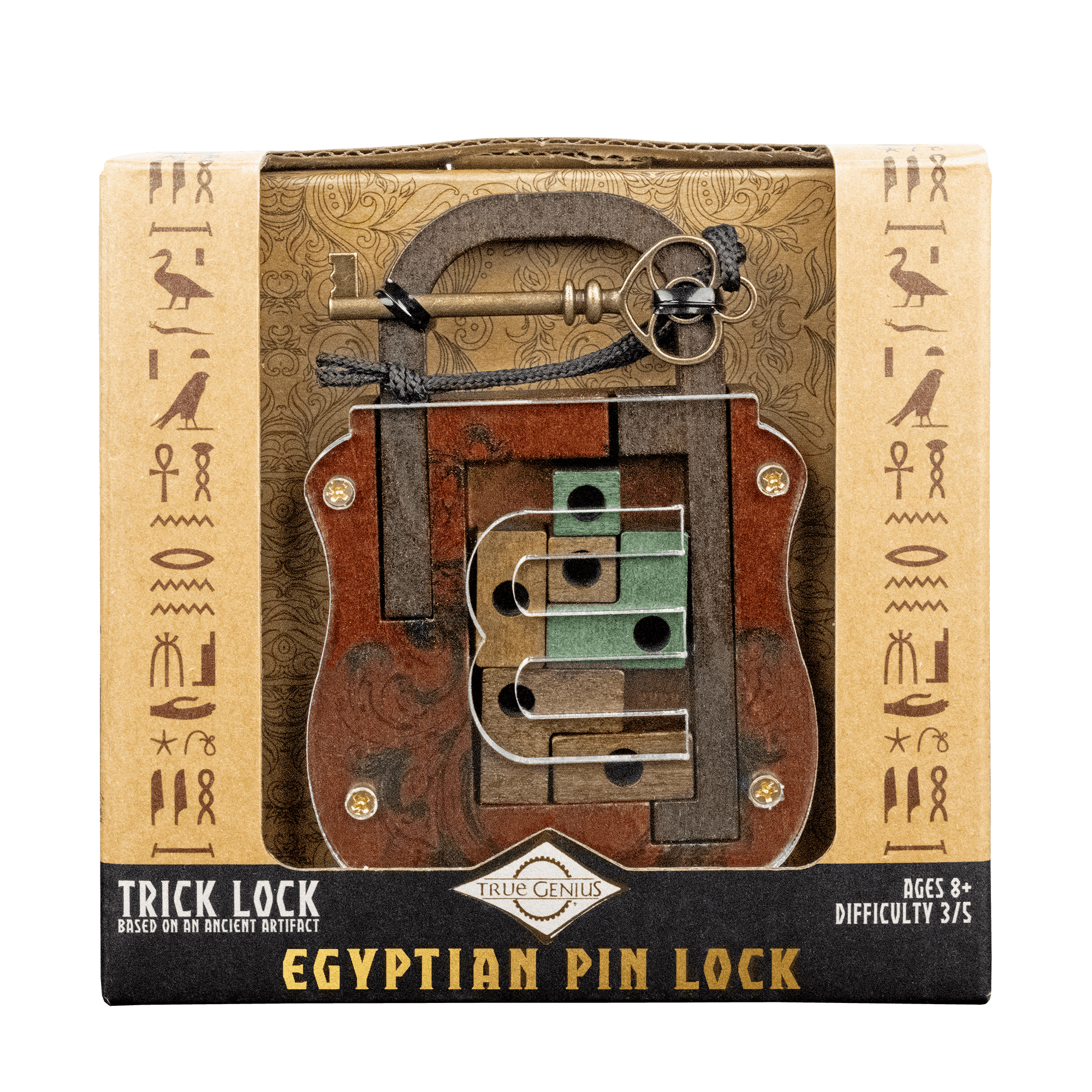 Egyptian Pin Lock puzzle in packaging