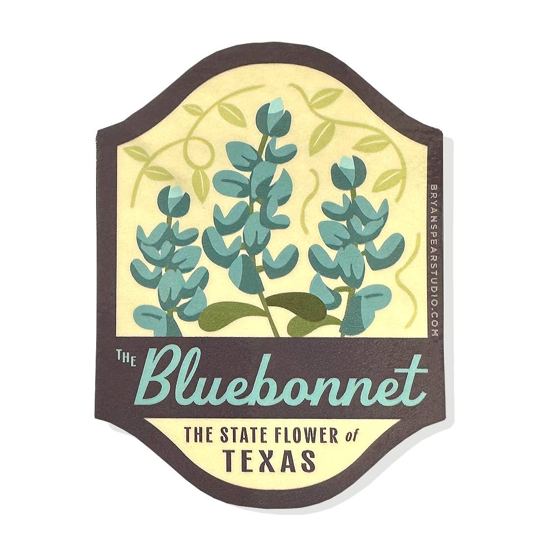 Texas Symbols Sticker featuring bluebonnets illustration