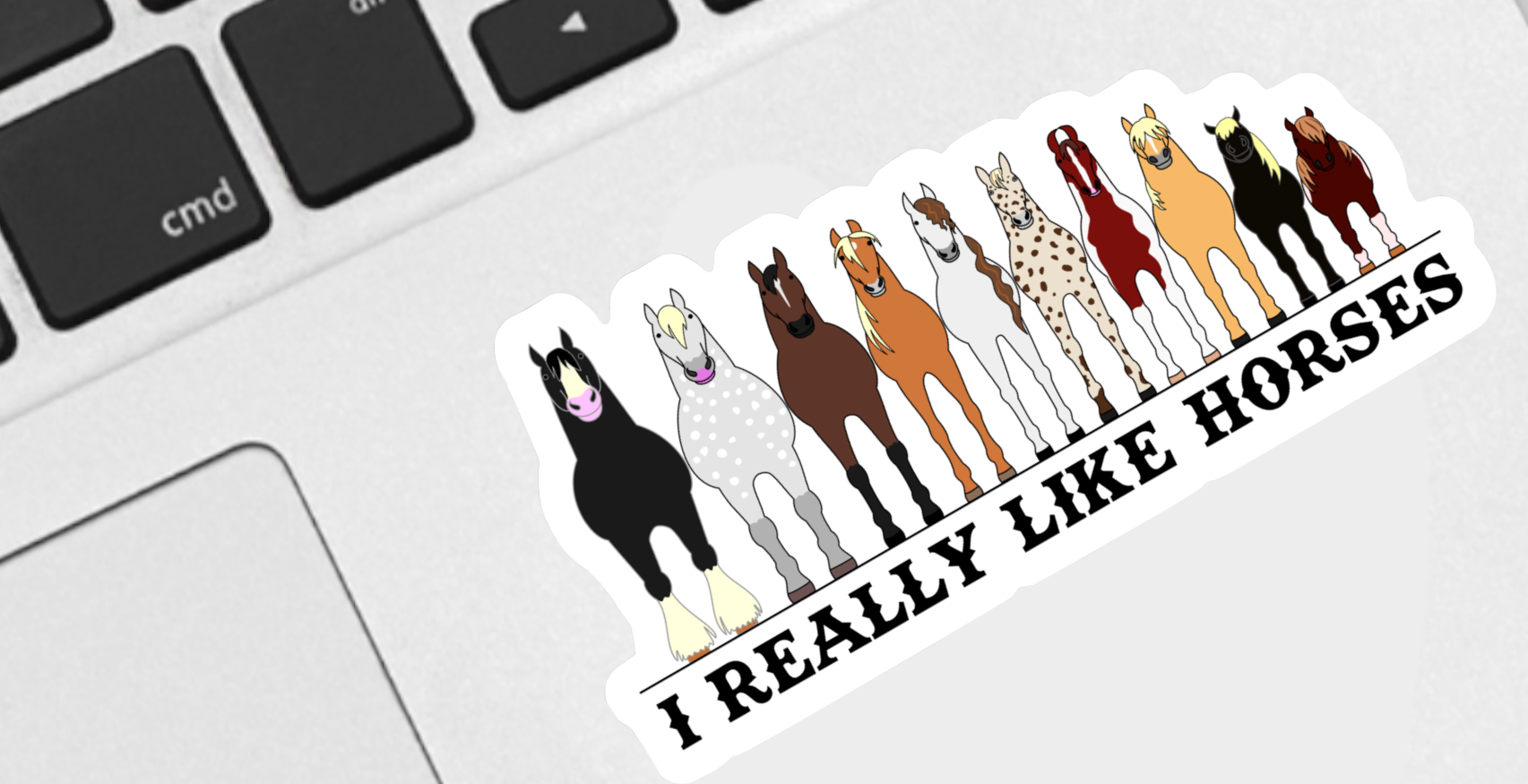 I Really Like Horses sticker close-up detail