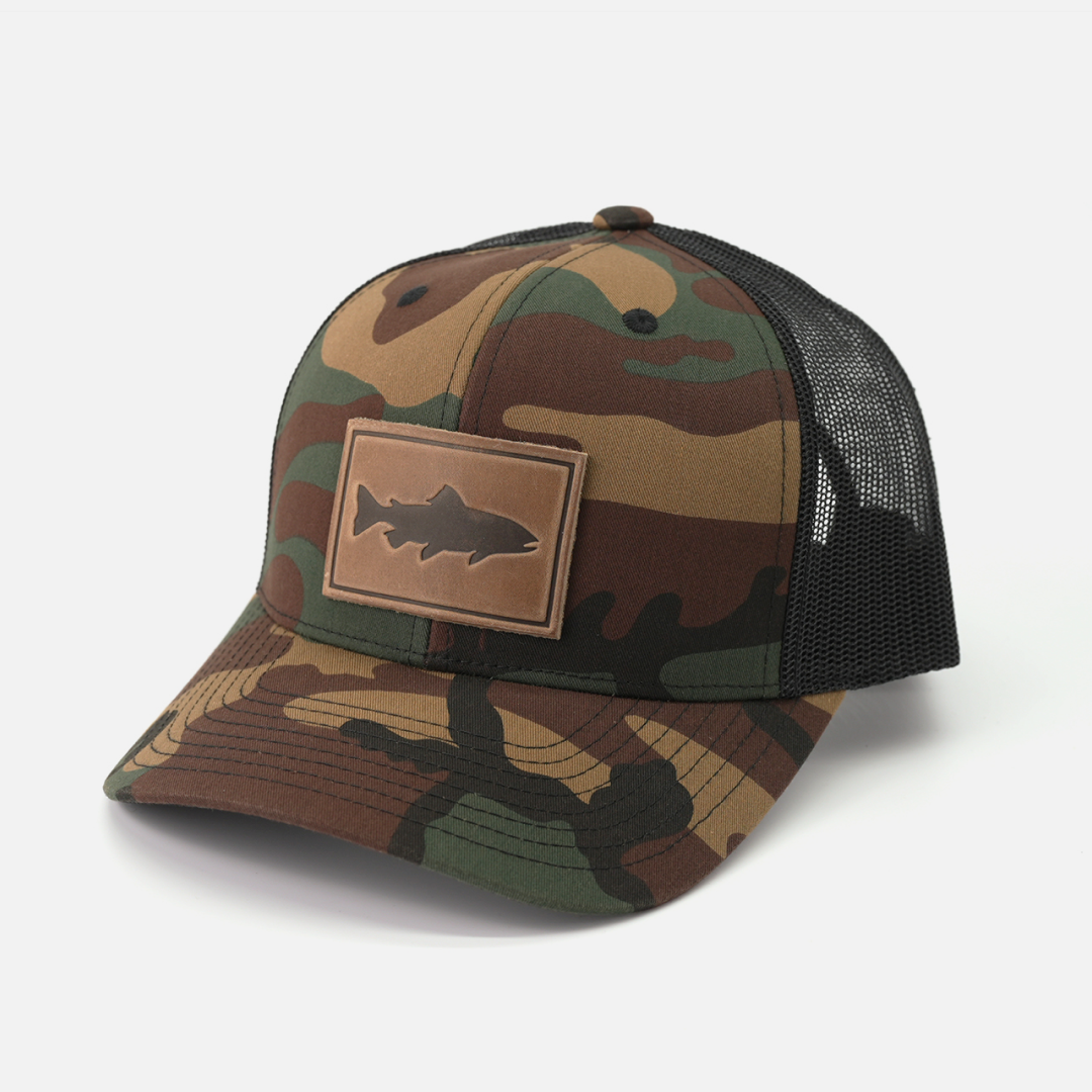 Trout Hat leather patch trucker cap alternate color side