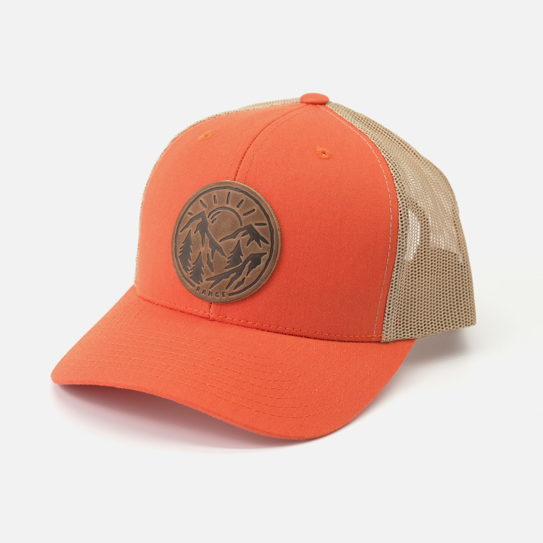 Vintage Sunrise Hat | Leather Patch Trucker Hat