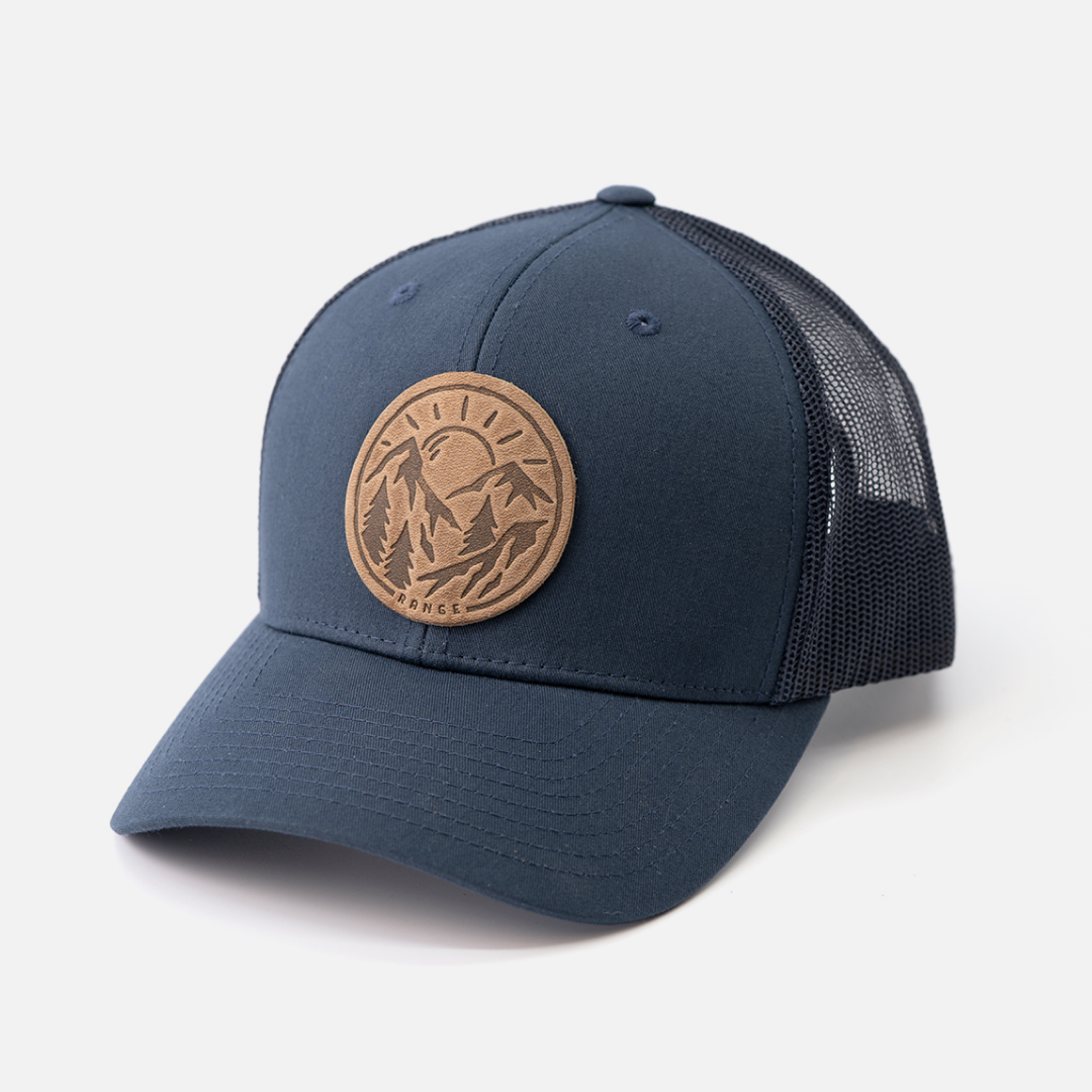 Vintage Sunrise Hat | Leather Patch Trucker Hat