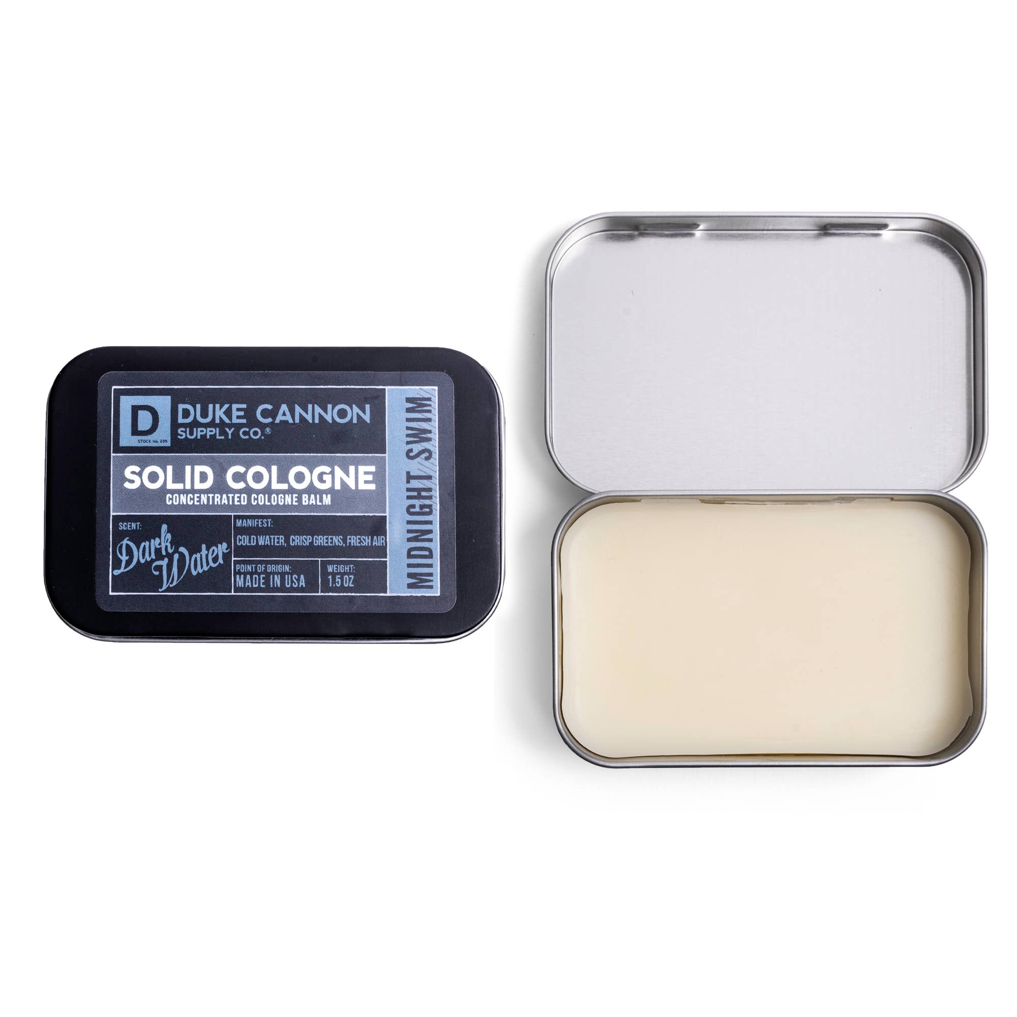 Solid Cologne Midnight Swim open tin view