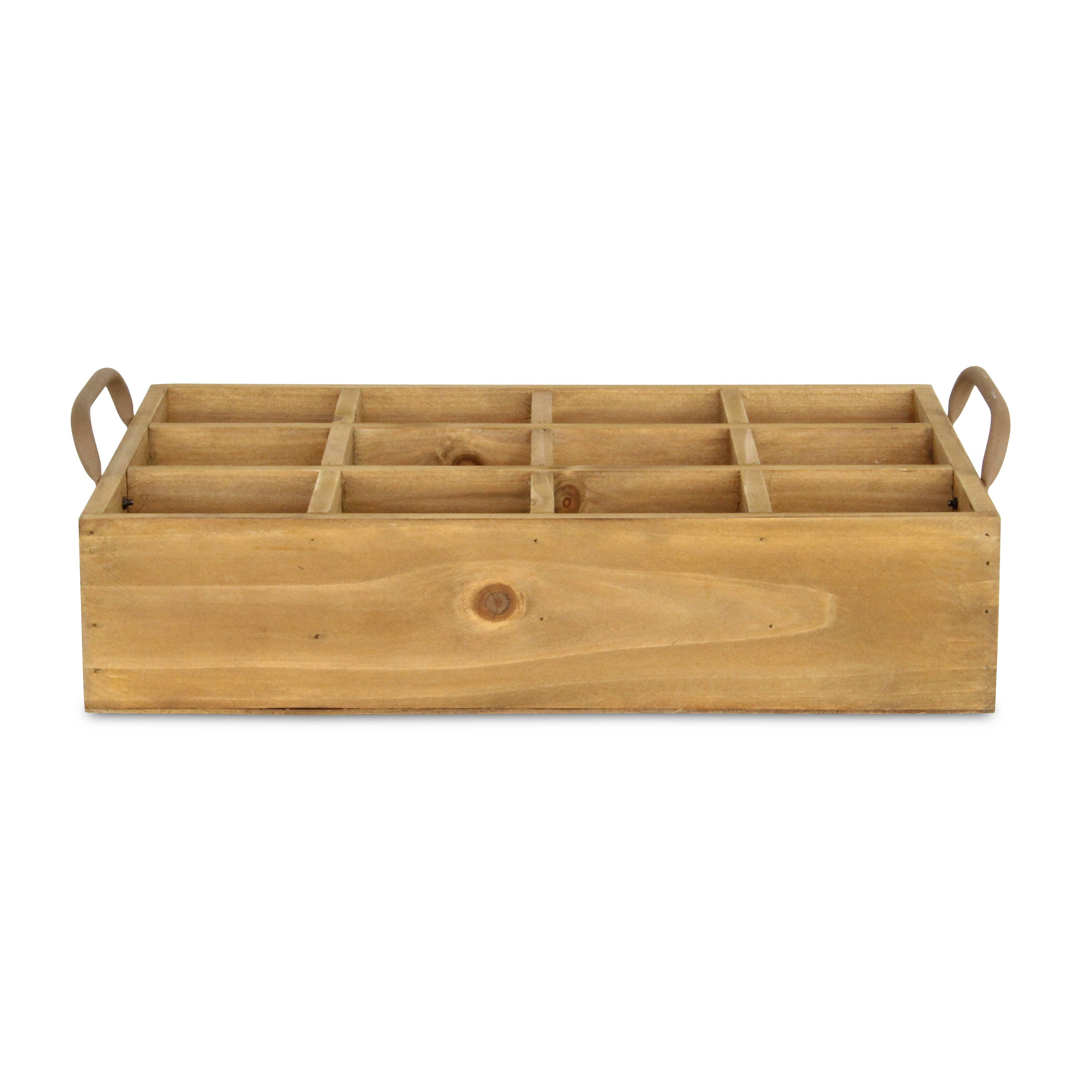 Obero 12 slot rectangular wood caddy top view