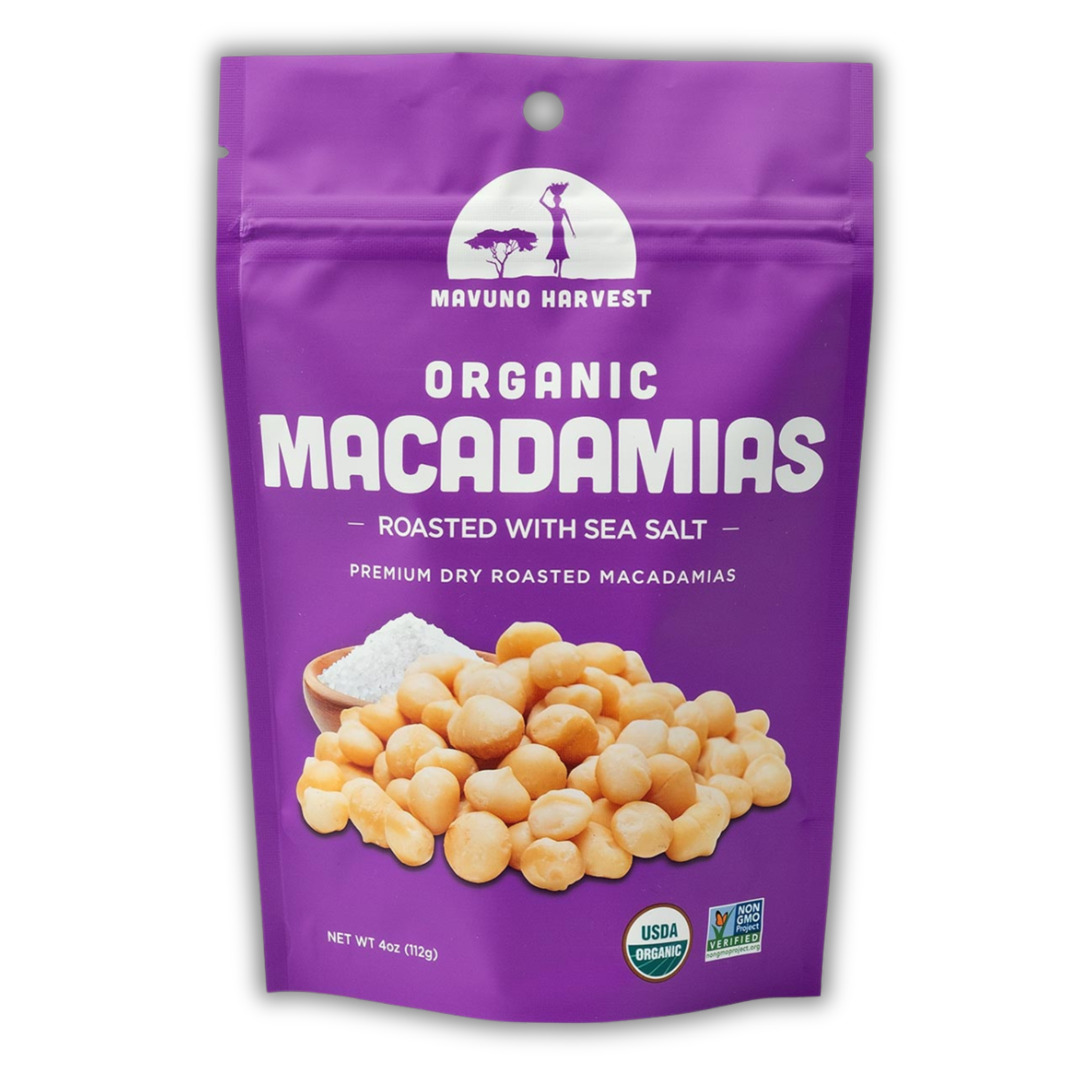 Organic dry roasted macadamias with sea salt bag