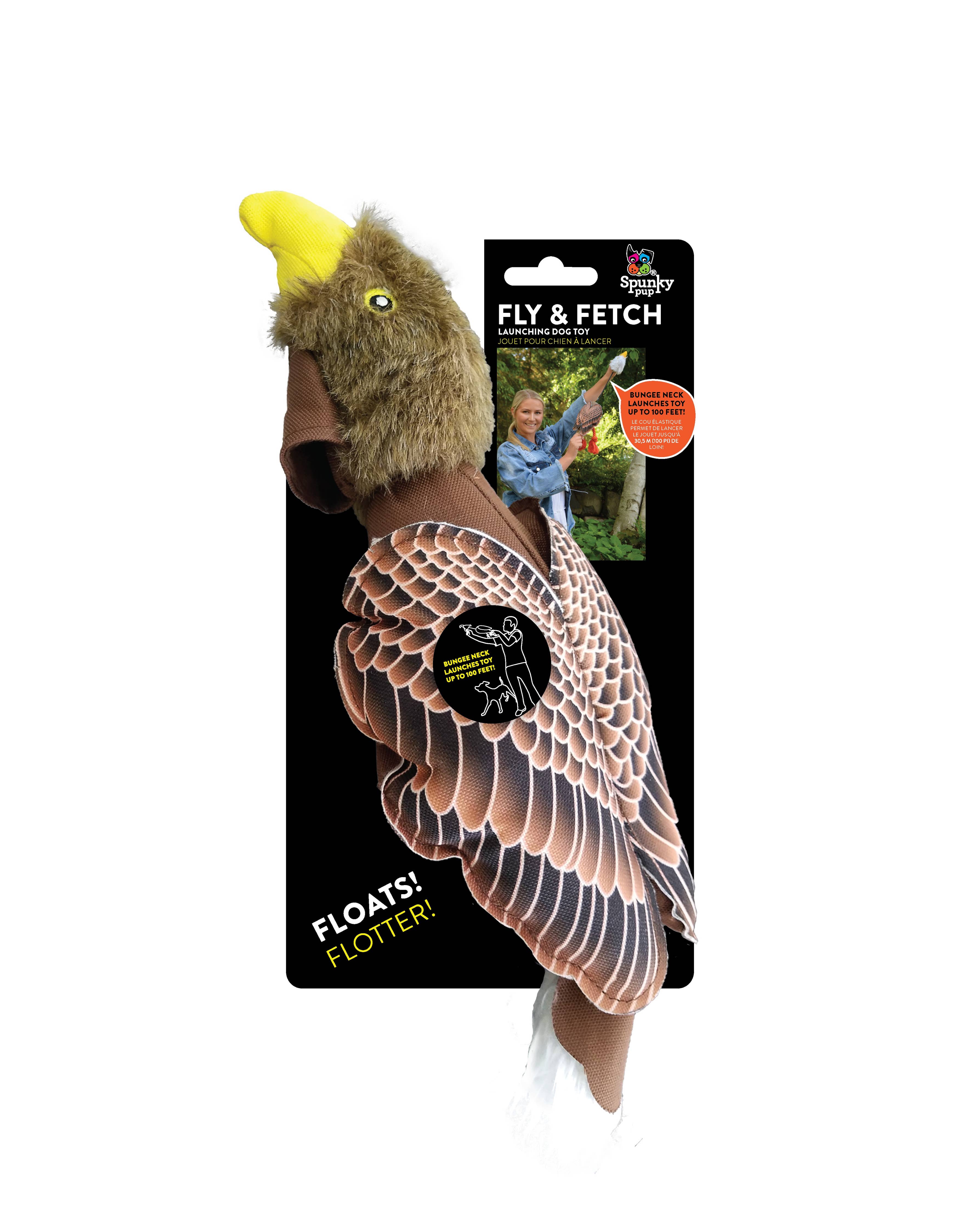 Fly & Fetch launching toy fish and eagle shapes