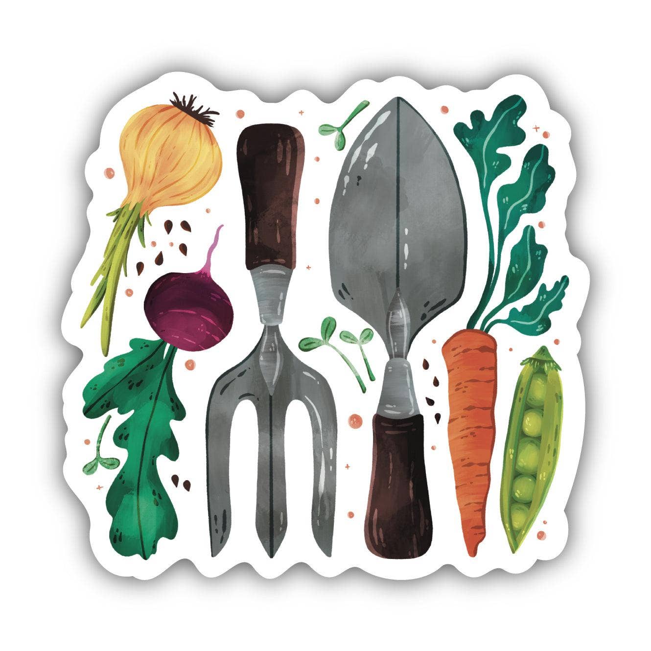 Garden Tools and Vegetables decorative sticker