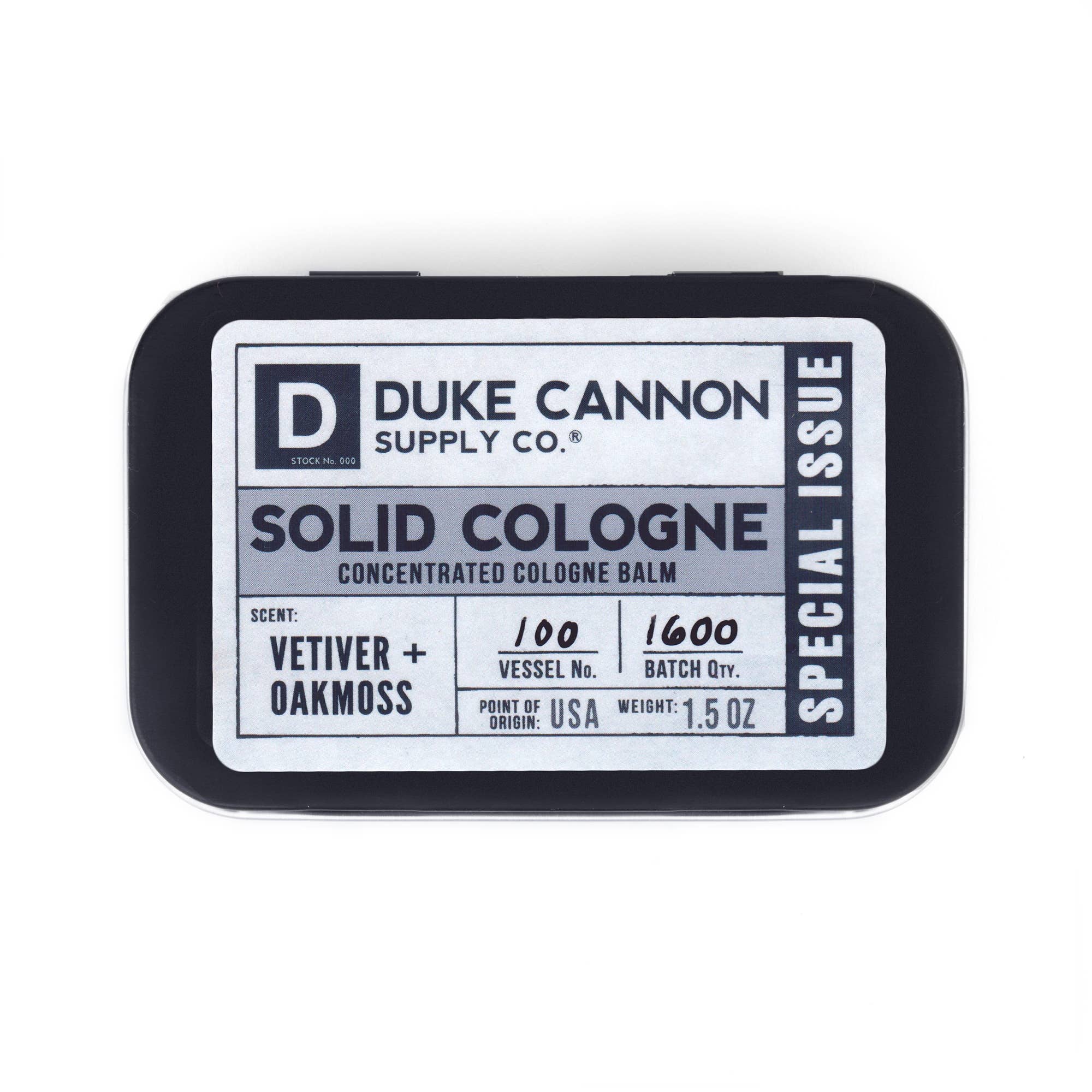 Solid Cologne Vetiver and Oakmoss compact tin