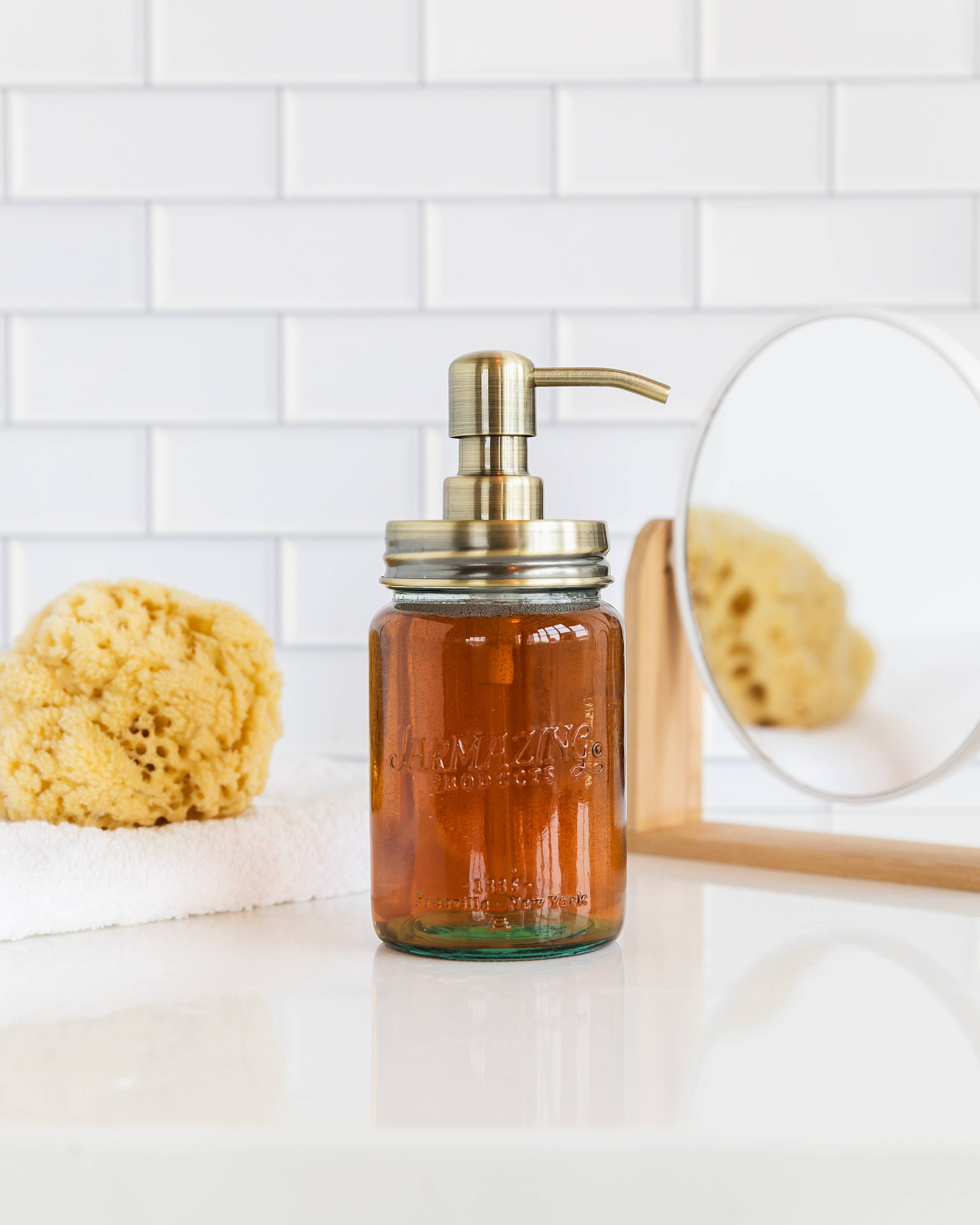 Blue Glass Mason Jar Soap and Lotion Dispenser - 2 Pack