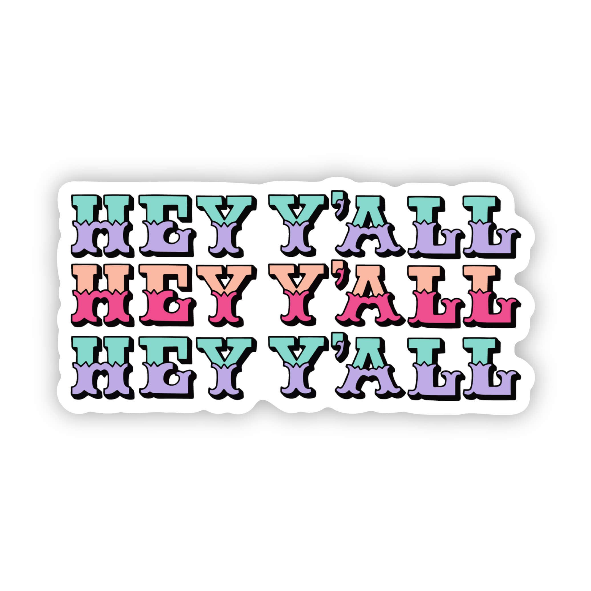 Teal Hey Y'all Southern greeting sticker