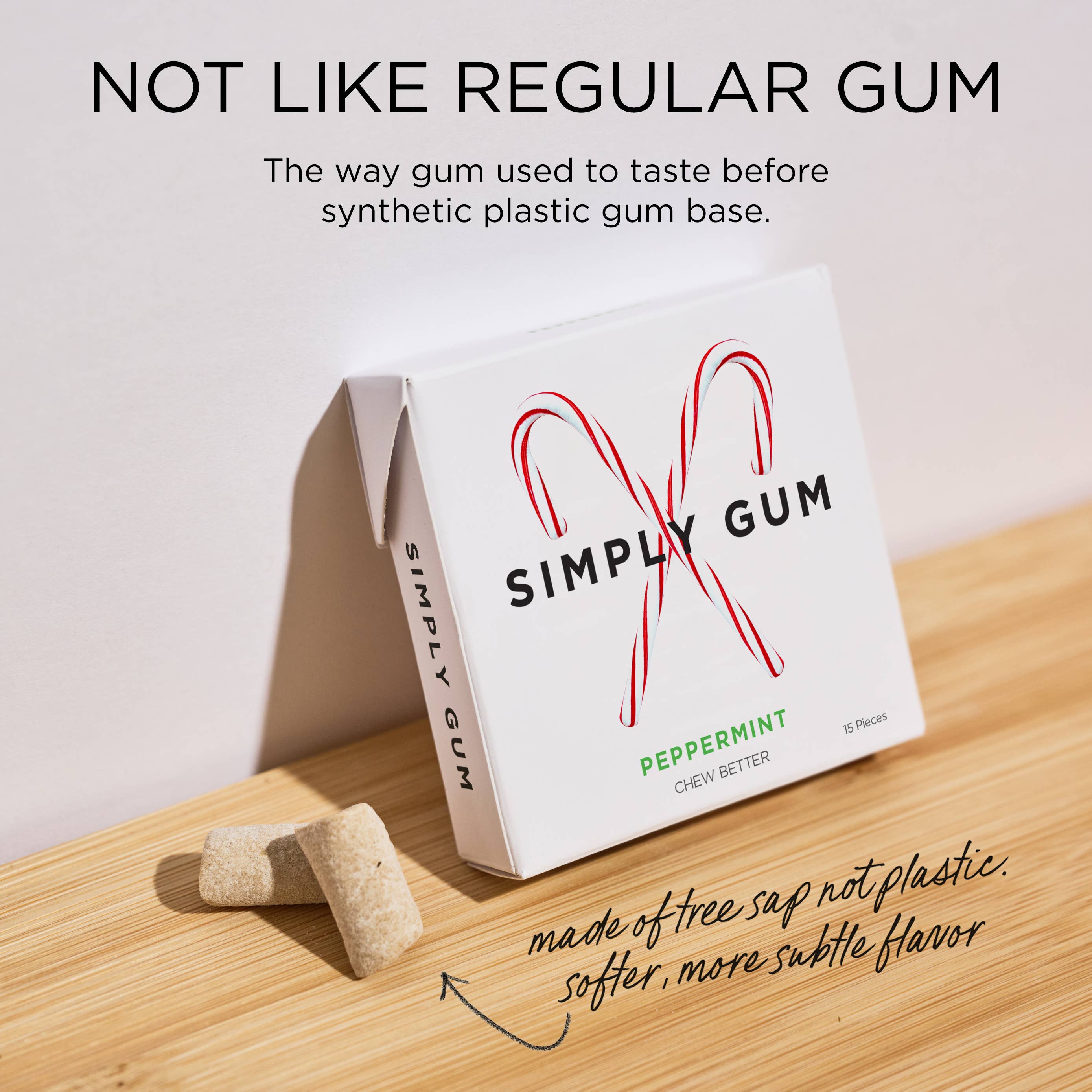 Holiday Peppermint Gum - Natural + Plastic Free | 6 Pack
