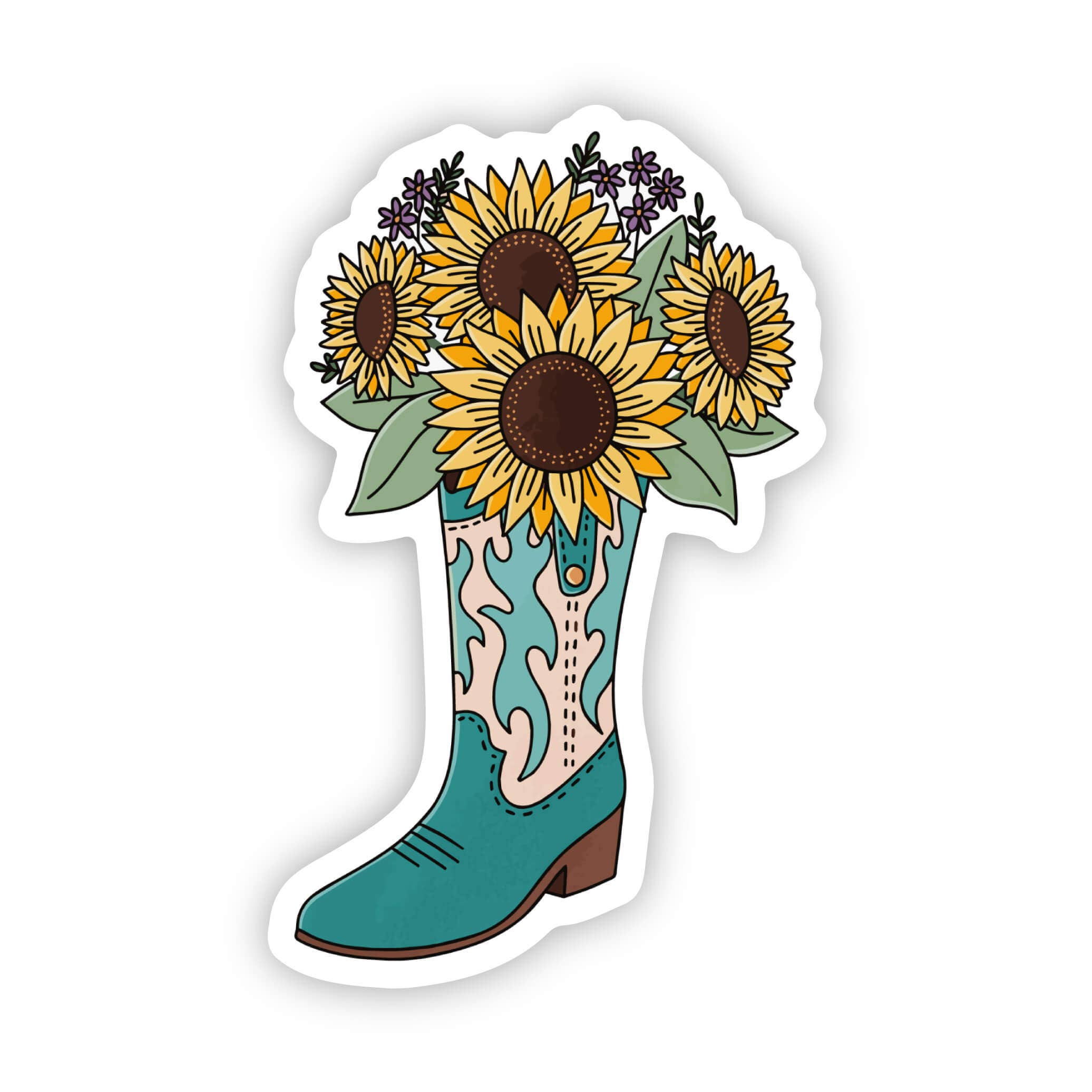Cowboy boot flower bouquet decorative sticker