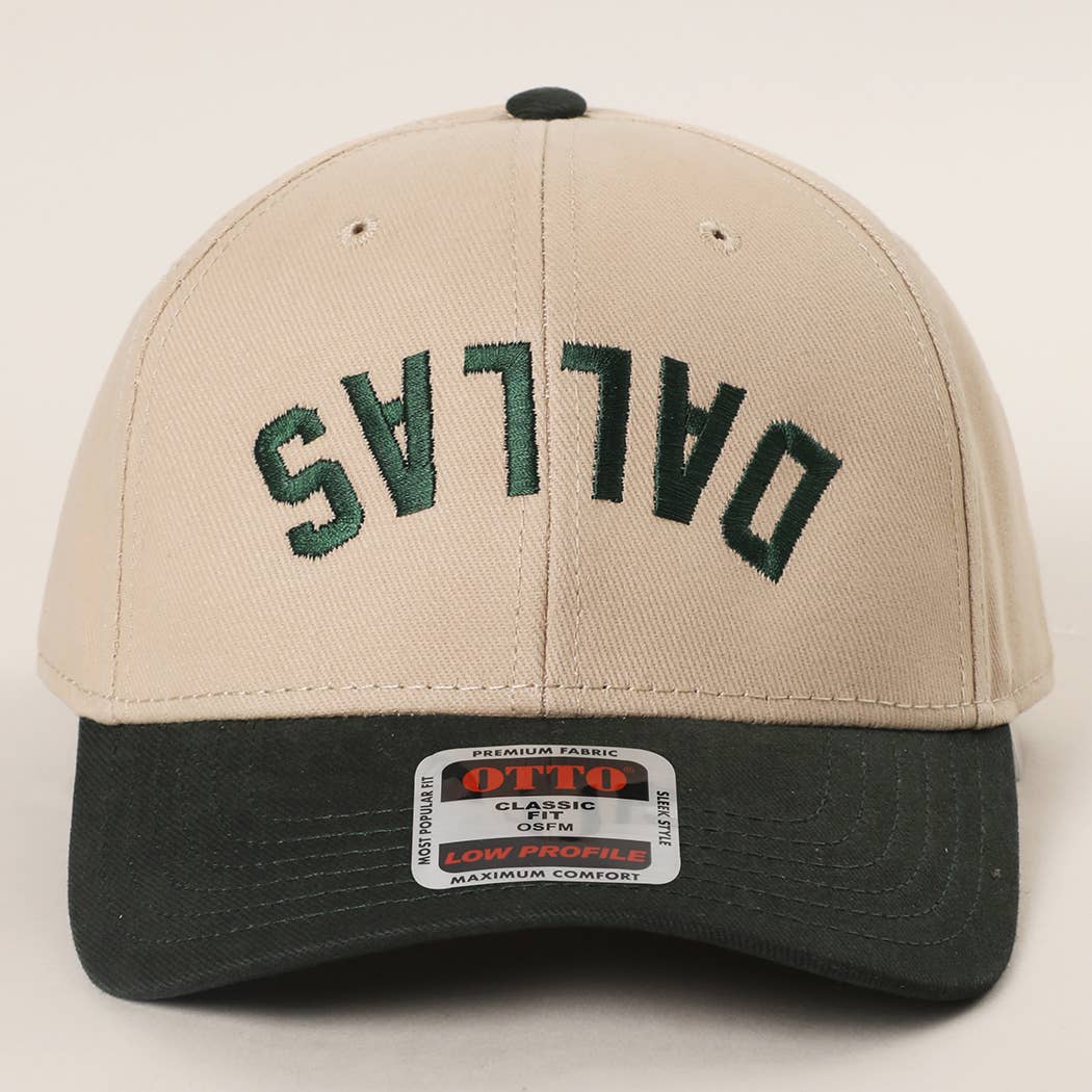 Custom embroidered OTTO 6 panel baseball cap detail