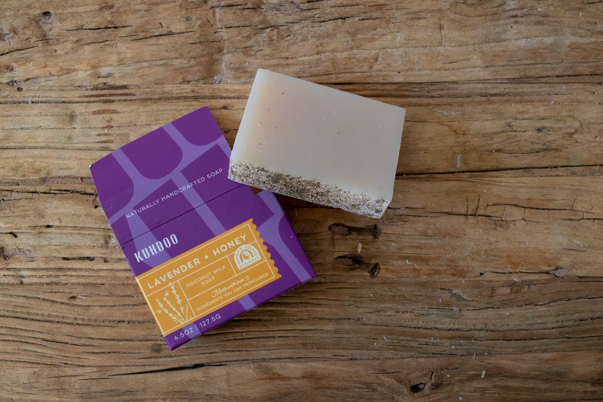 Lavender and Honey bar soap closeup texture detail