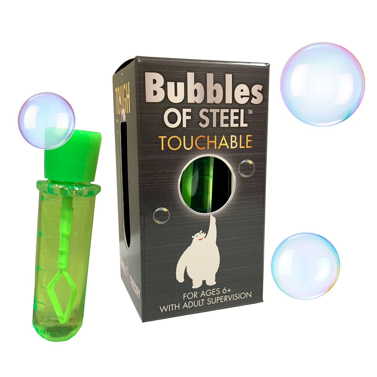 Bubbles of Steel touchable bubbles toy in packaging