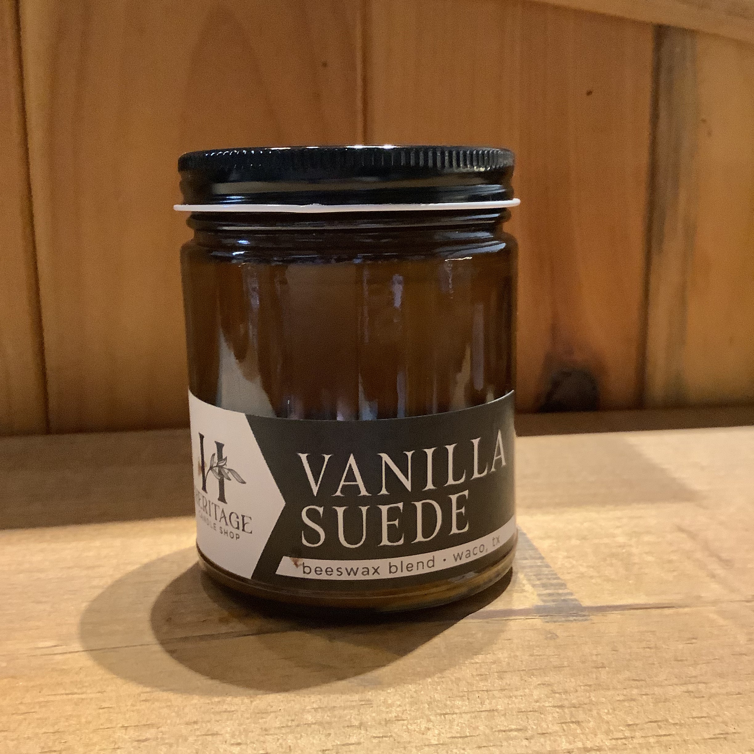 Heritage Candle Shop 9oz amber jar candle lifestyle