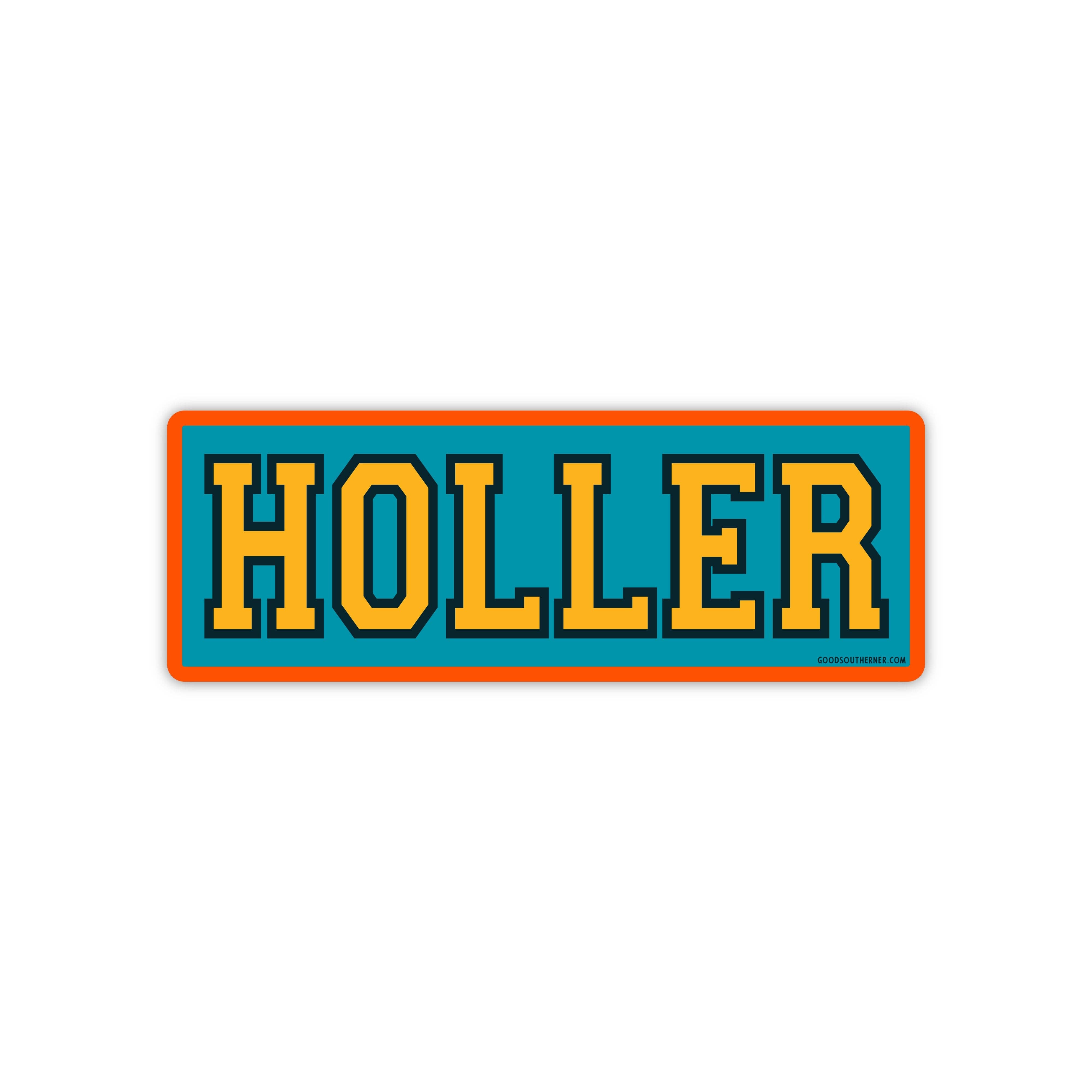 Holler sticker with country-inspired design