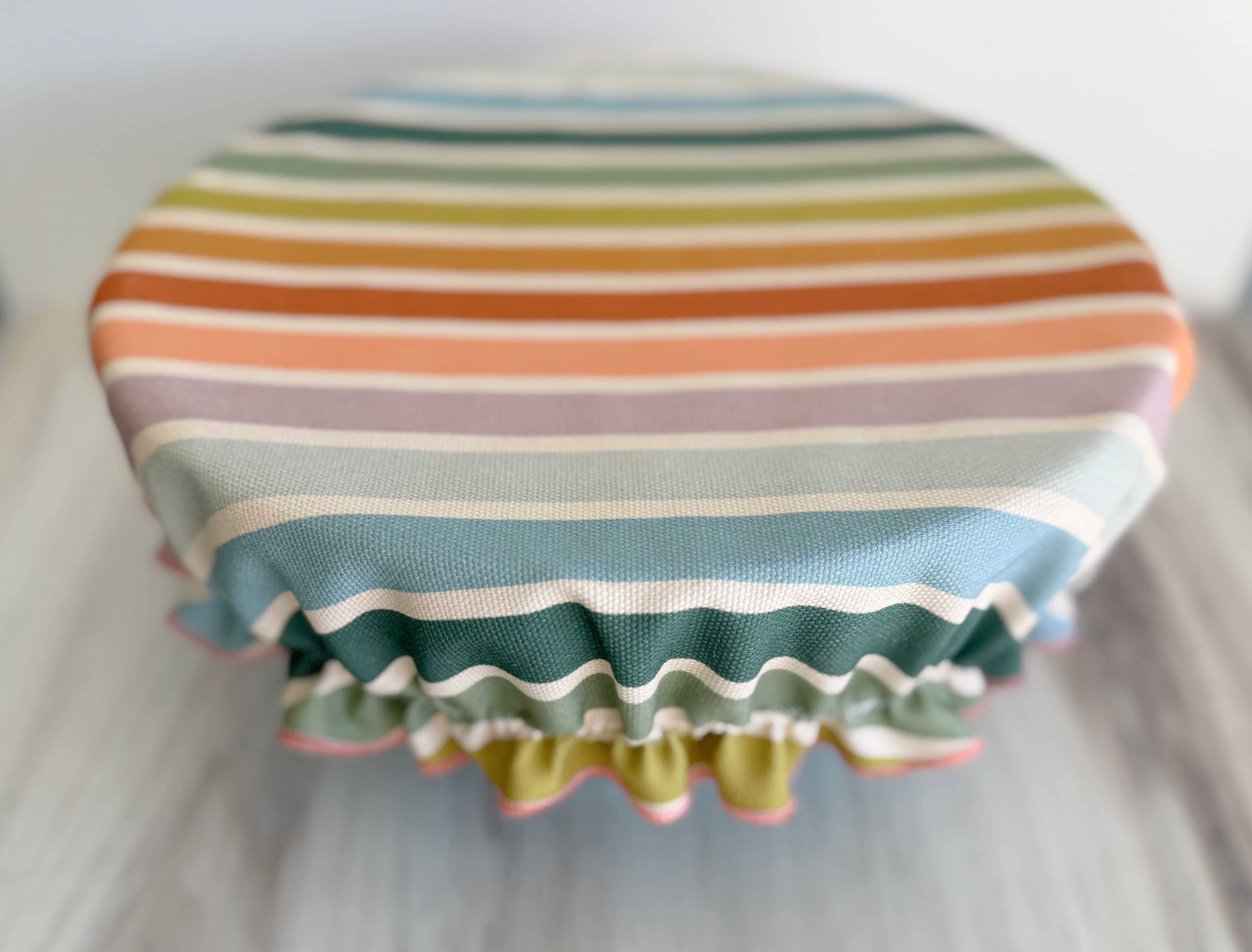 Reusable Bowl Cover beach chair stripes detail view