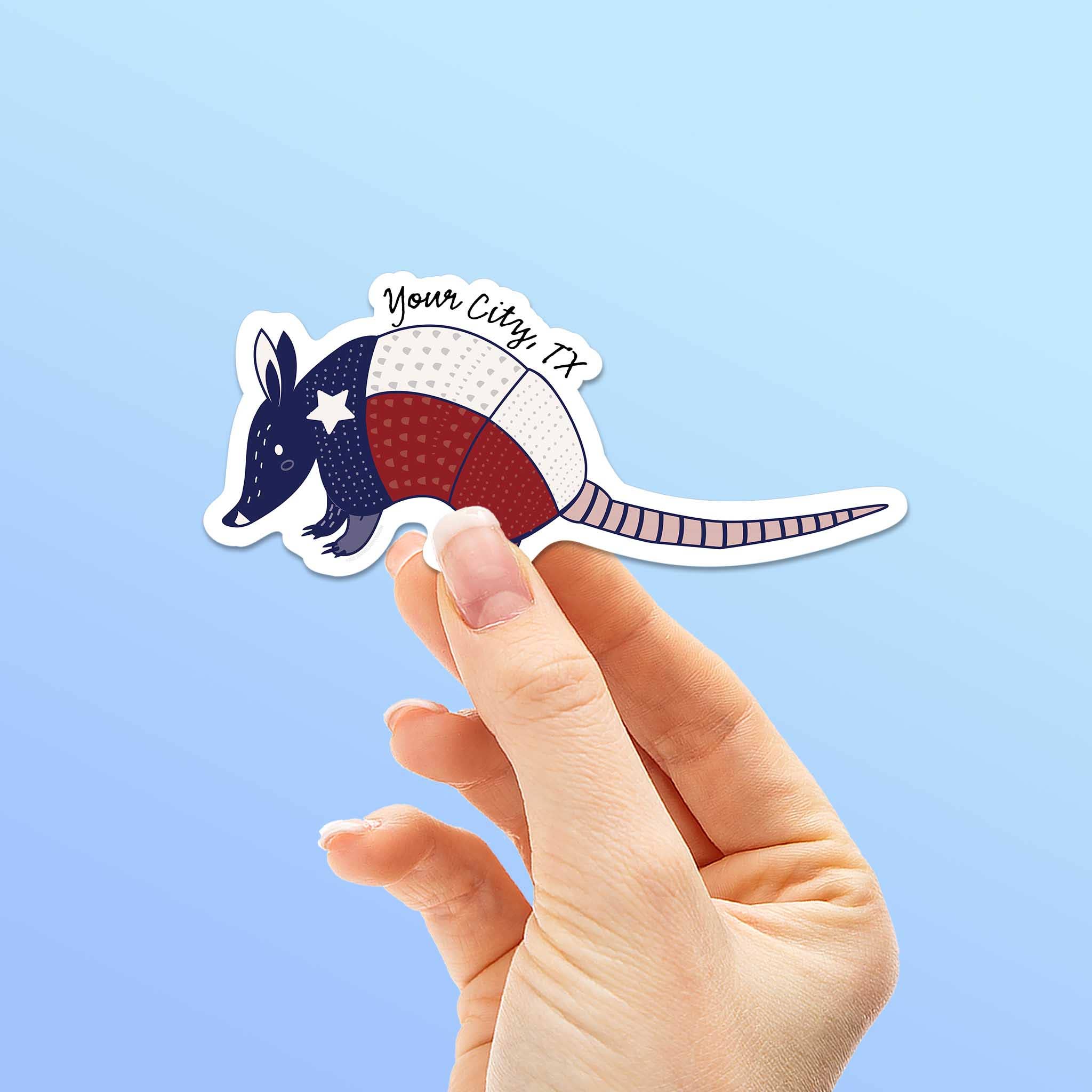 Custom Texas Armadillo Sticker - TX Name Drop Decal