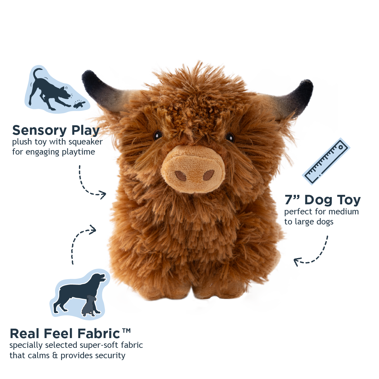 Highland Cow with Squeaker Dog Toy