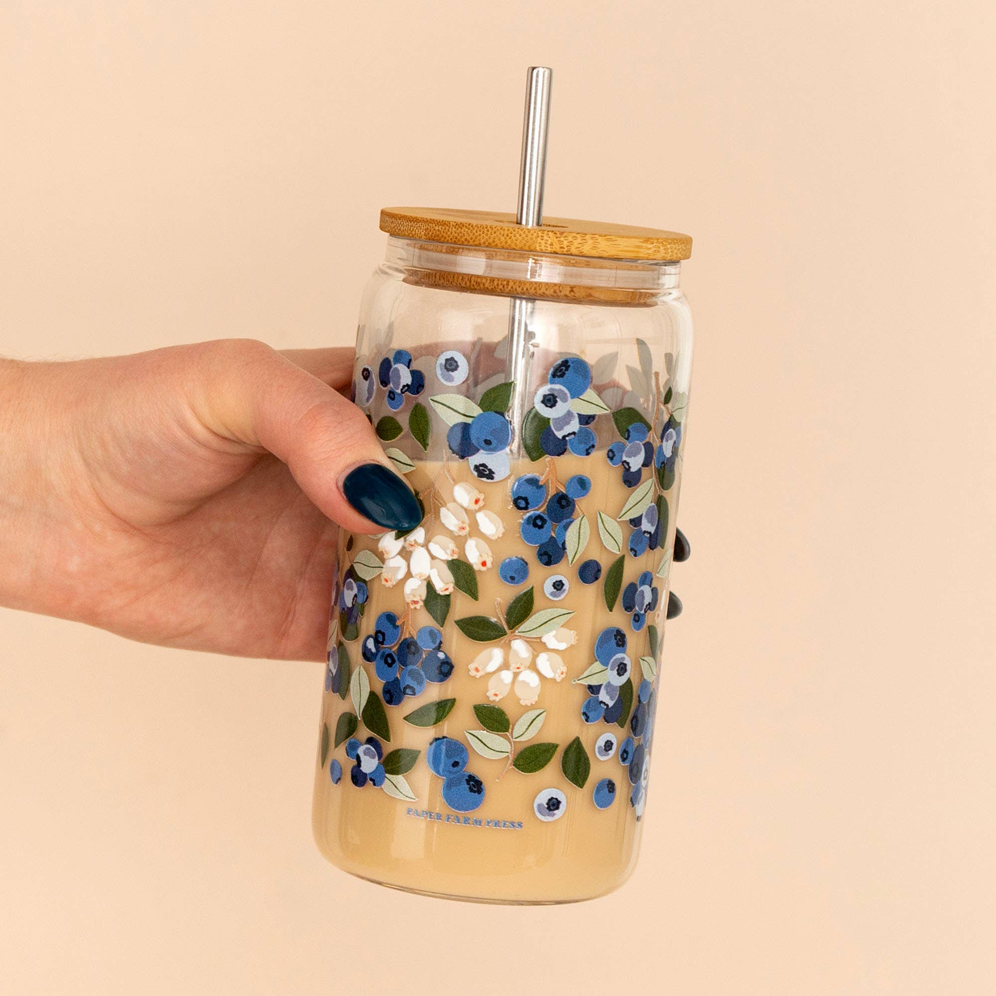 Blueberry Field Glass Can with blueberry design