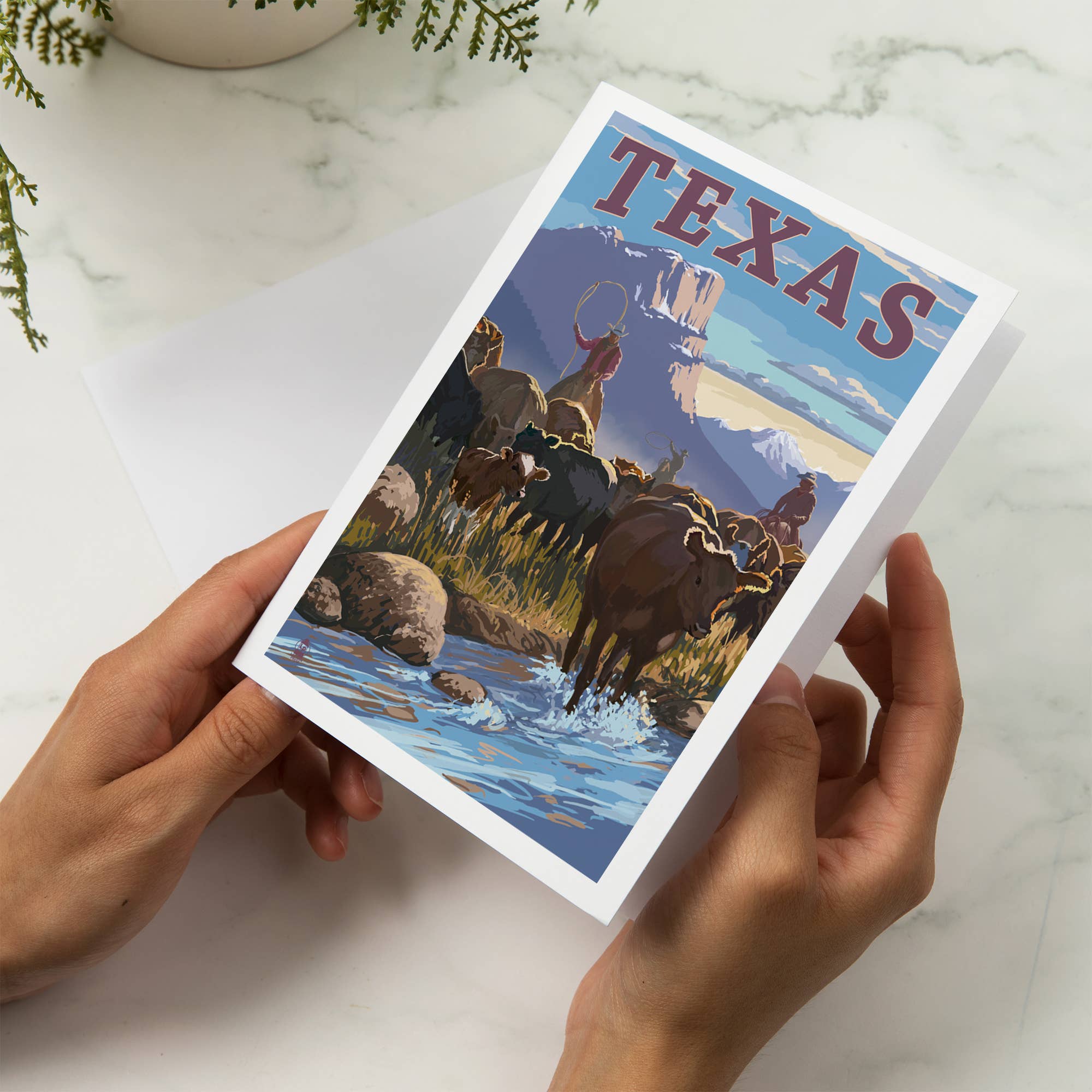 NOTECARD Texas, Cowboy Cattle Drive Scene