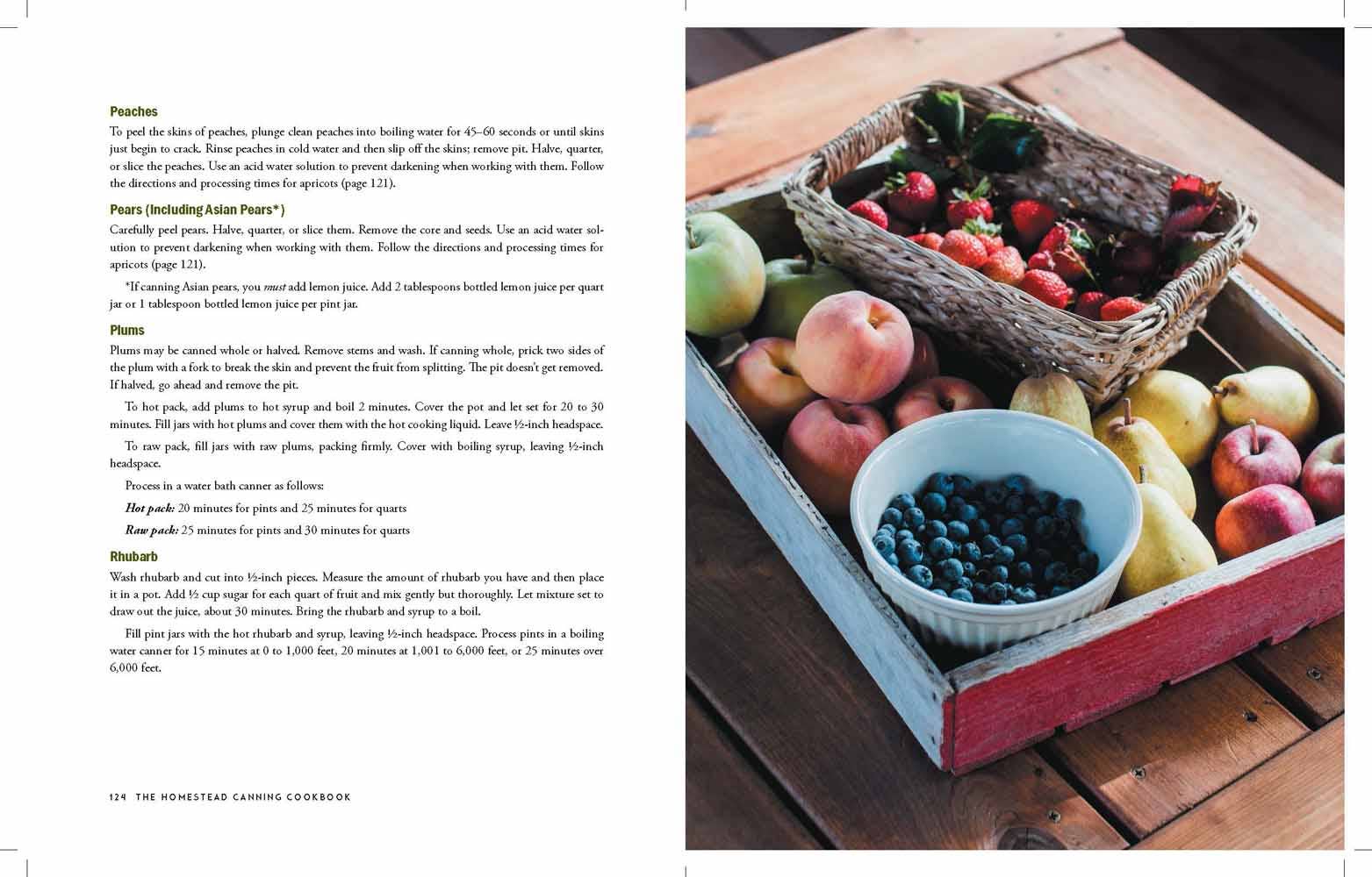 The Homestead Canning Cookbook book table of contents page