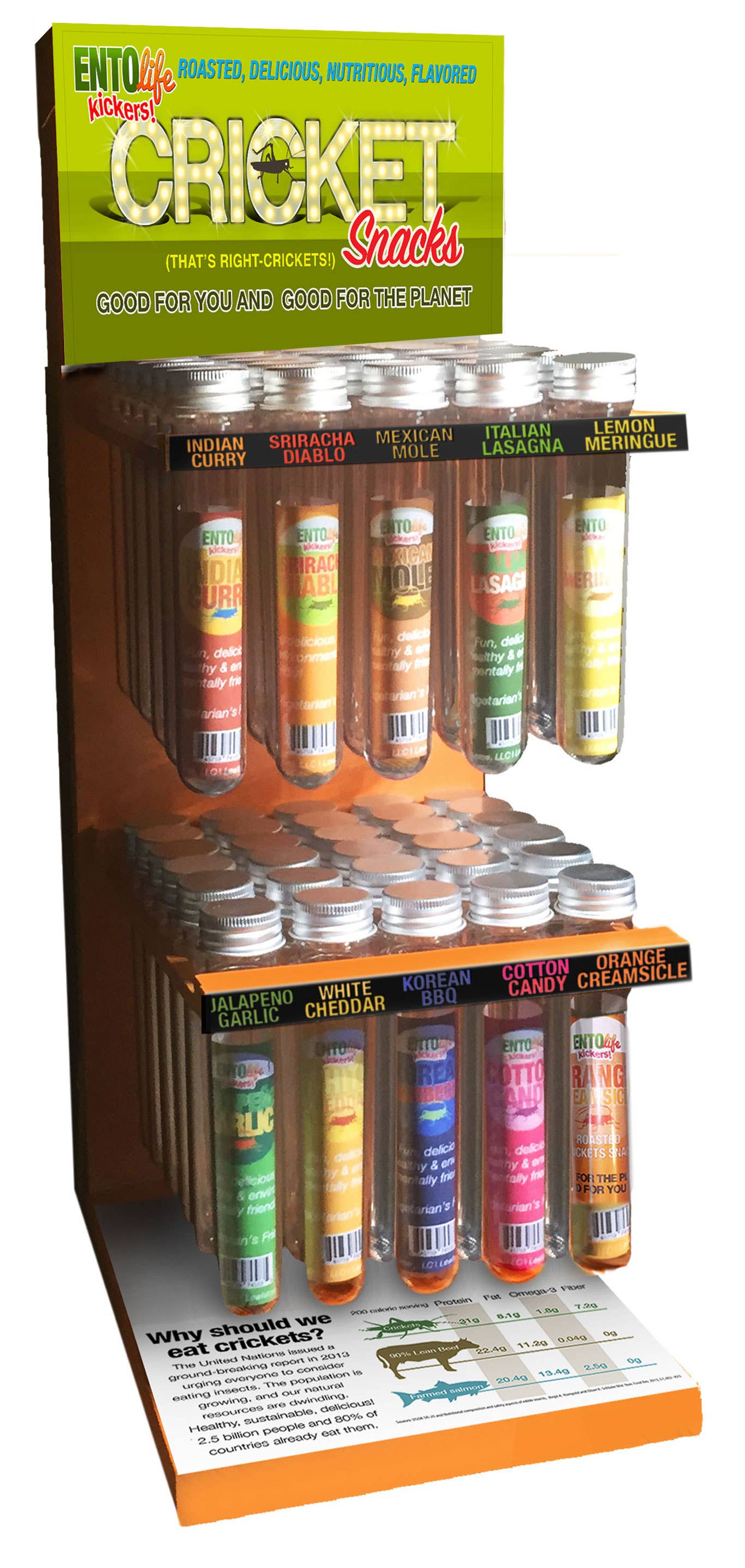 Mini-Kickers flavored cricket snacks variety pack