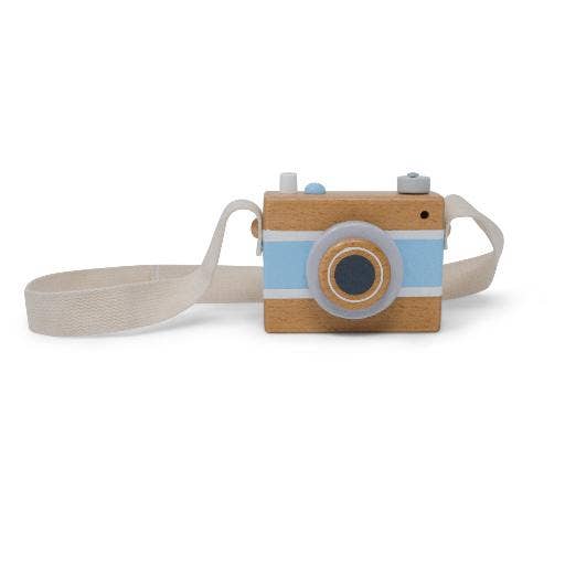 Vintage Camera Music Box in blue with classic design