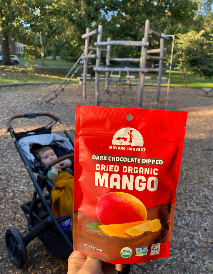 Organic dark chocolate dipped dried mango unwrapped pieces