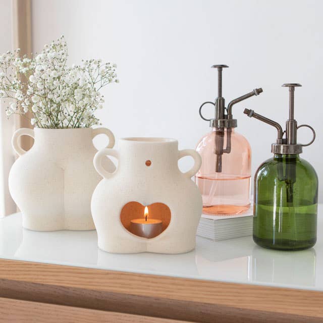 Pink minimalist glass plant mister lifestyle view
