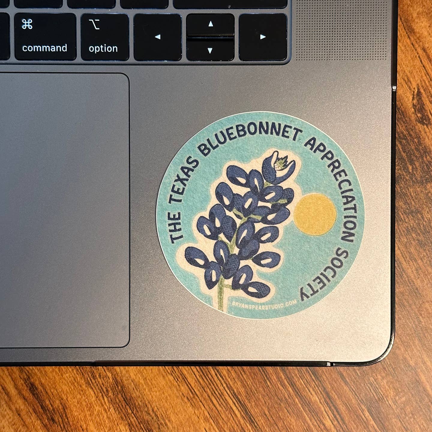 Bluebonnet Appreciation Society Sticker on display