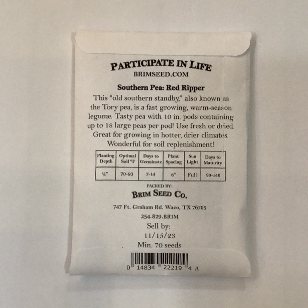 Brim Seed Co. - Red Ripper Southern Pea Seed