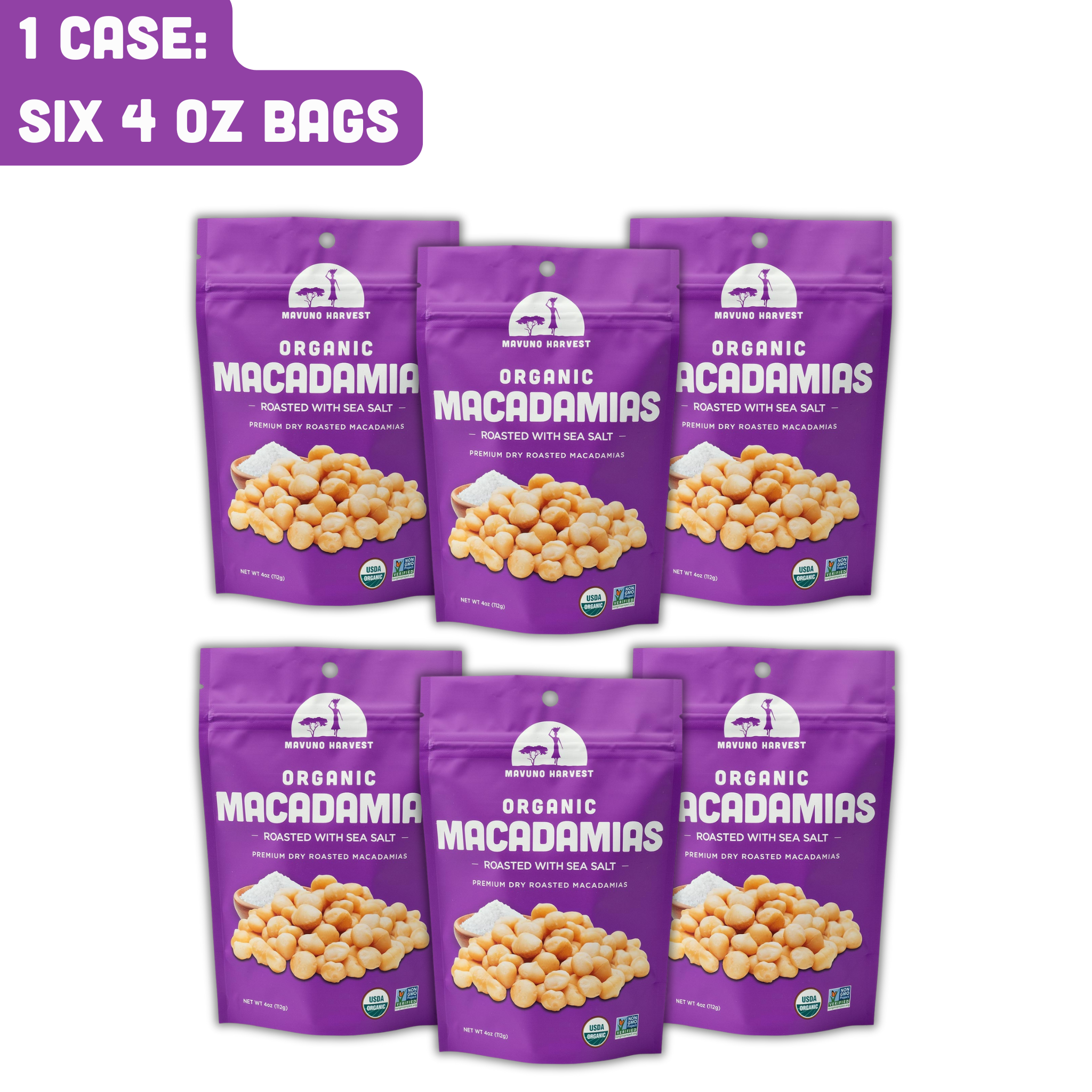 Organic dry roasted macadamias back label with nutrition info