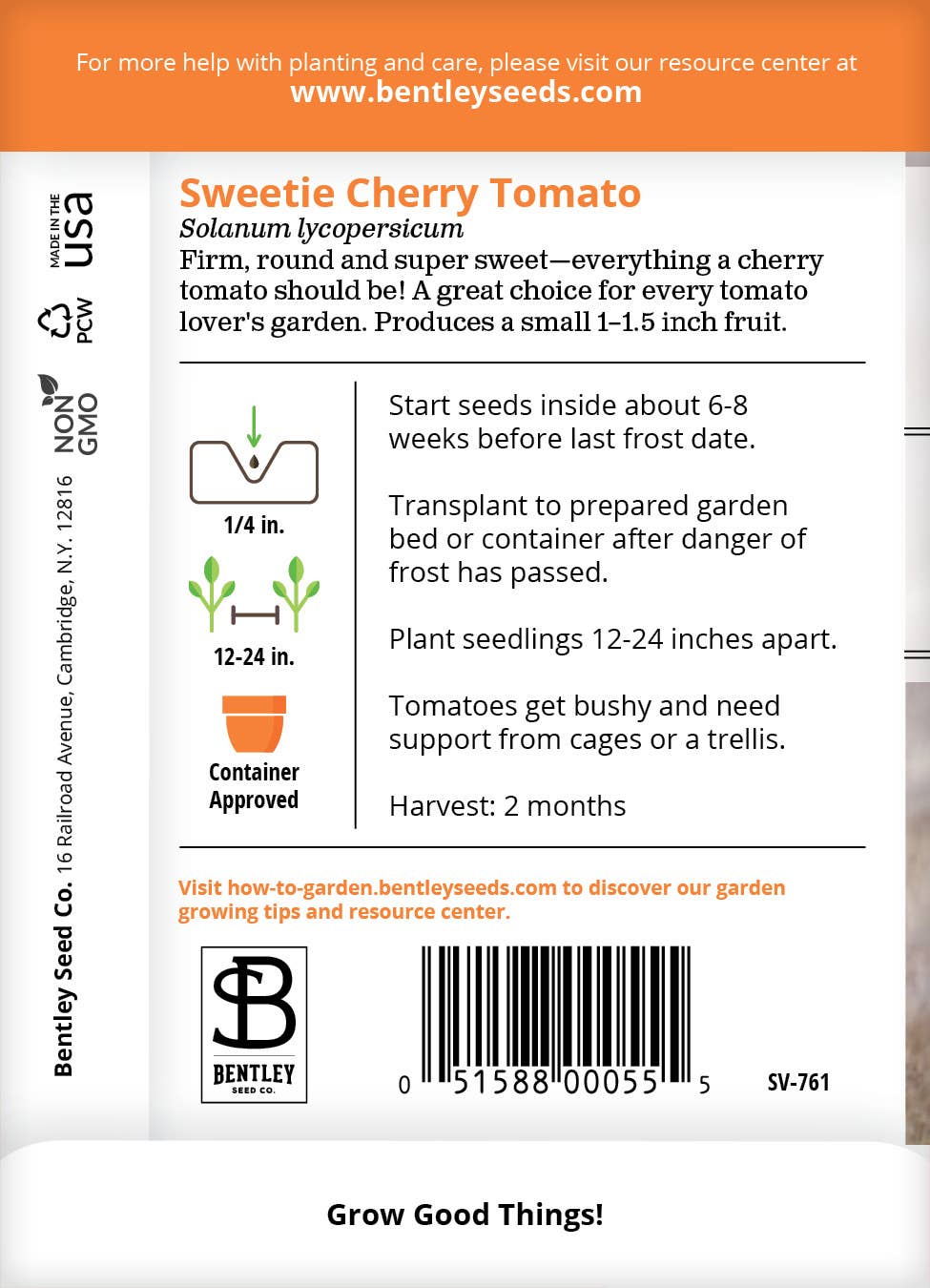 Large Red Cherry Tomato seeds packet with fruit image